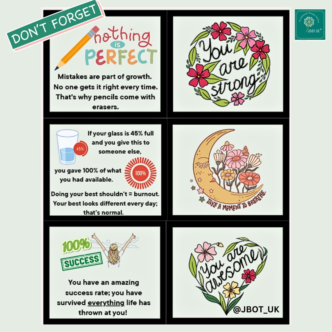 Back to school, college, or university can be a tough time for the individual and their family.
Screenshot or print these handy reminders that you're pretty funkin' amazing and to keep going.
#Mentalhealth #Neurodivergent #Autism #ADHD #Dyspraxia #OccupationalTherapy #Masking #CelebrateYourDifferences #Carers #Teachers #Back2School #University #College #CelebrateYourSelf