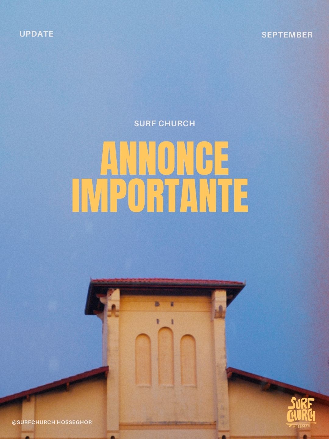 Important update: We are so grateful for all that God has done and the memories made at the Chapel over the years. It will be closed for renovations starting December, and Surf Church will meet elsewhere (TBD).
Mise à jour importante : Nous sommes tellement reconnaissants pour tout ce que Dieu a accompli et pour tous les souvenirs partagés à la Chapelle au fil des années. Elle sera fermée pour rénovations à partir de décembre, et l’église Surf Church se réunira ailleurs (à définir).