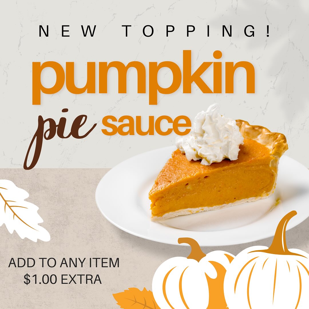🚨 NEW TOPPING ALERT! 🚨
Pumpkin Pie Sauce! 🥧✨
If you’re a pumpkin lover, this one’s a must-try.
Our favorite ways to enjoy it:
➖Swirled into a milkshake
➖Mixed with vanilla soft serve
➖Drizzled into an ICEPRESSO
Hurry!! while supplies last! 🎃