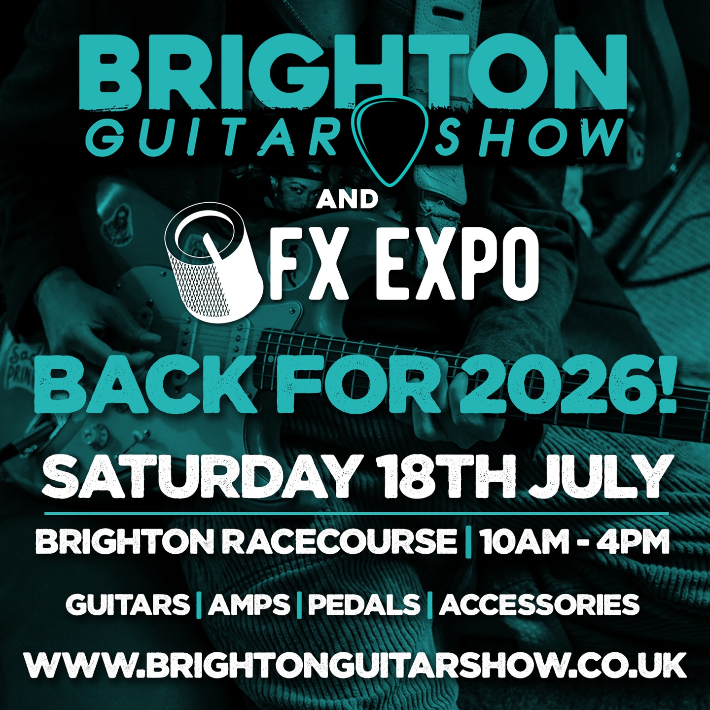 The Brighton Guitar Show & FX Expo is back for 2026, and we can’t wait to welcome you back! 🤘
So SAVE THE DATE and join us at Brighton Racecourse on SATURDAY 18TH JULY 2026 for another epic day packed with guitars, pedals, amps, and accessories from some of the finest brands around. 🎸 🎛️
Stay tuned for news on exhibitors, tickets, live clinics, and everything else by signing up to the mailing list via the link in our bio ☝
#brightonguitarshow #fxexpo #guitarshow #brighton #sussex #eastsussex #guitars #amps #effects #pedals #accessories #bgs2026 #bgs26