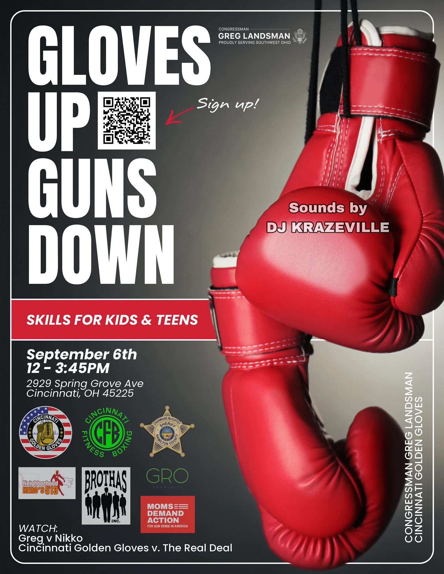 Great event today partnering with Ohio Congressman Greg Landsman’s office and may other local organizations to host a “Gloves Up, Guns Down” youth boxing and anti-violence clinic. Many thanks to the members of the @ucboxingclub and coaches & boxers from @cincinnati_goldengloves for putting all the kids through boxing skills circuits.
.
.
@jeffperry_ucboxing @nirvic_ @sammiranda02 @michael_d228 @_patrickhaddad @lilmexican_65
