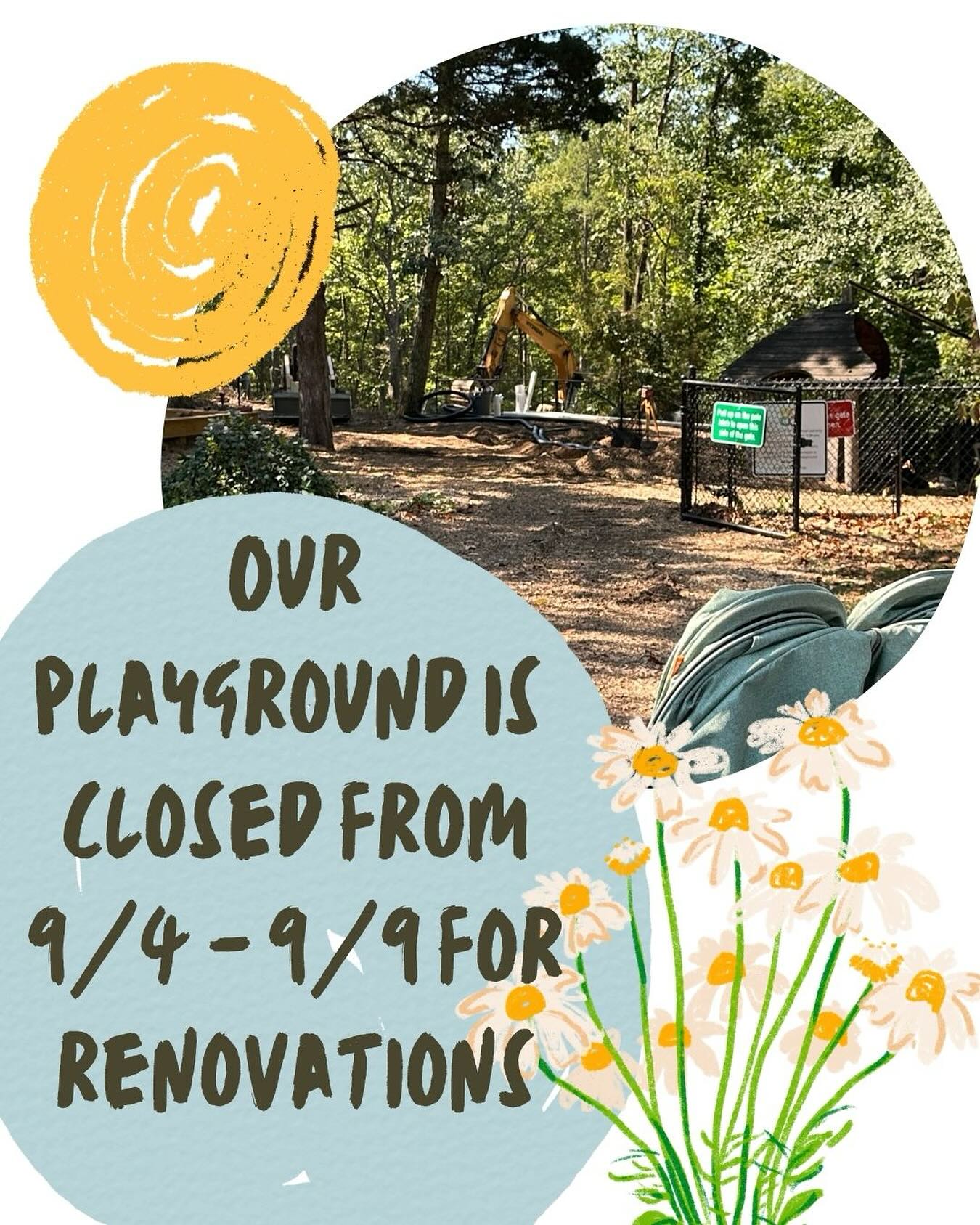 🌼 PLAYGROUND UPDATE 🌼
Another step towards our brand new playground is underway so please excuse the mess and closure.
Thanks for your understanding!
#chesterfieldva #richmondva #henricova #preschool #newplayground #allsaintsepiscopalchurch #allsaintspreschool
