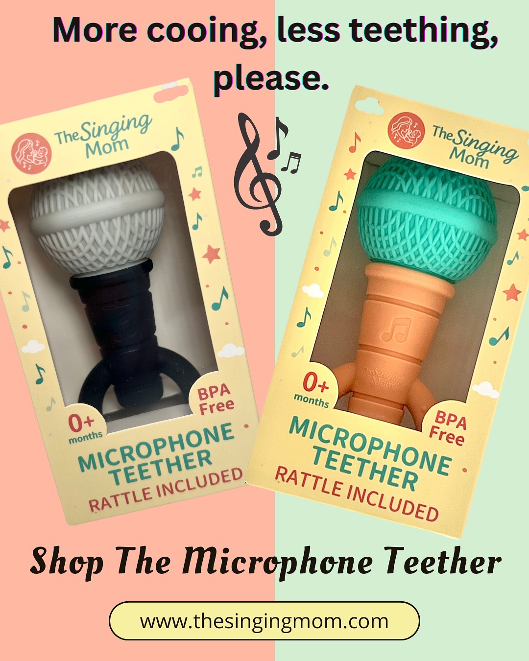 Please and thank you 💁♀️ READ MORE 👇
Our microphone baby teether toy is designed to provide your baby with a multi-sensory experience all around! With 3 different patterns, it relieves gum and teething discomfort, provides a tactile experience, builds rhythmic awareness through cause-effect recognition, and helps develop grip and motor skills all while encouraging a love for singing and music early on.
This teether goes above and beyond- increases bonding between caregiver and baby, communication cues and musicality in early childhood (the rattle makes it a shaker percussion toy as well). It also grows into toddlerhood year by becoming a play pretend microphone toy!
Plus, it’s easy to clean and safe around food! What more could we ask for??
So HURRY! Shop NOW! First orders ship in October! YAY!!
#babyteether #babyregistry #babyregistrymusthaves #giftforbaby #microphoneteether #bpafree #foodgradesilicone #teethertoys #bestteether #babytoys #multisensorylearning #nomold