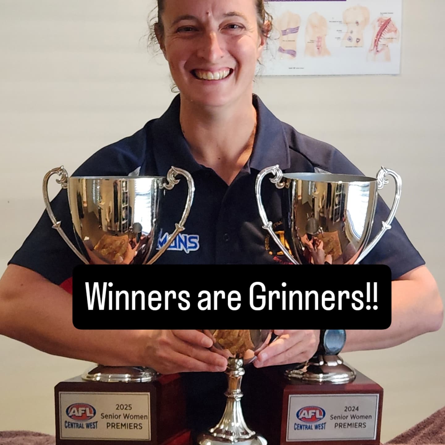 Massive congratulations to Dubbo Demons Women's Team on their 3rd consecutive GF win! Club President, Speedy, also recognised as Best On Ground which is she is rightly proud of too! Loved working with the Demons this year as a Club Sponsor. Both men's and women's team members were welcomed into my new clinic in Dubbo. Enjoy your upcoming presentation and gala nights!!
#afl #demonsafldubbo #grandfinals #bestonground #athleterecovery #remedialmassagedubbo #sportsmassagedubbo