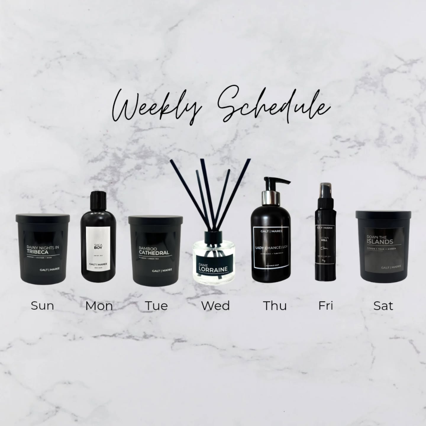 What's your favourite day of the week?
Local Retailers:
▪︎Okazions - West Mall
▪︎Rainy Days - Ellerslie Plaza
▪︎The Avenue Pharmacy - Ariapita Ave
▪︎Massy Stores (8oz only)
St. Ann’s
Maraval
Westmoorings
Alyce Glen
Brentwood
Trincity
St. Augustine
Gulf View
▪︎Tradewinds Hotel - San Fernando
▪︎Antoni’s Floral - Valpark
▪︎Nextgen Brewing - San Fernando
▪︎Siro Home - San Juan
▪︎Galt & Maree Lab - By Appointment in Maraval
In Tobago:
▪︎Siri Home - Canaan
▪︎Bambú Gift Shoppe - Crown Point Hotel, Store Bay
#christmascandle #christmascandles #shoplocal #galtandmaree #trinidadandtobago #luxurycandles #handpoured #handpouredcandles #bathandbodyproducts #skincare #candles #candlelover #candleshop