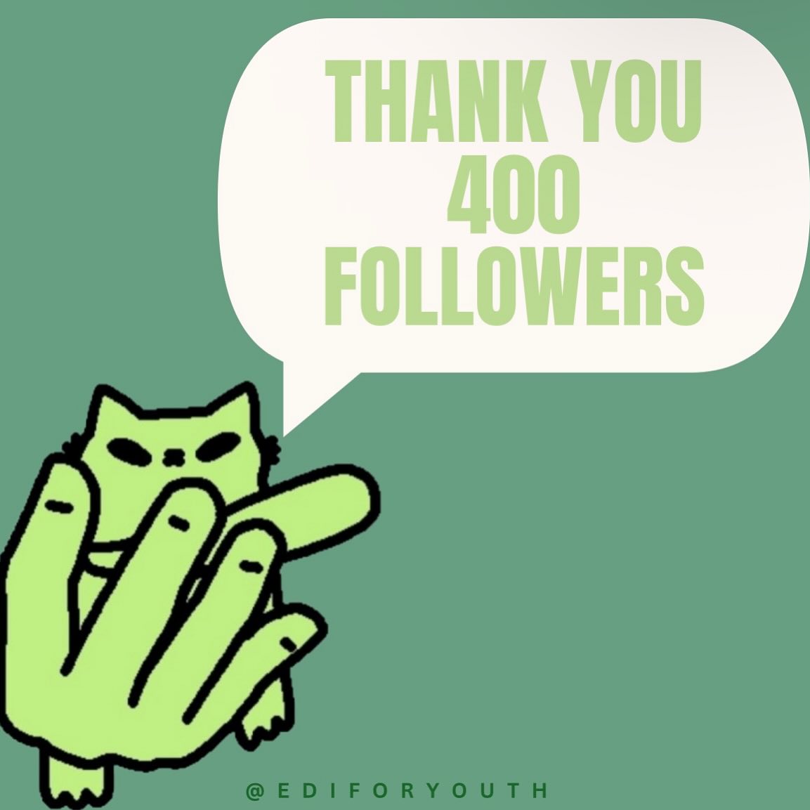 THANK YOU FOR 400!! 🫶🏼
.
.
Shoutout to Sillynubcat for the image
.
.
#ediforyouth #edi #equity #inclusivity #diversity #400followers