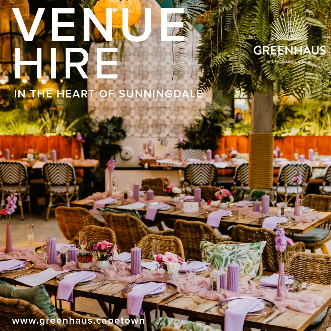 Planning a shower, milestone birthday, micro-wedding or any special celebration? Let Greenhaus in Sunningdale set the stage for memories that will last a lifetime.
With its lush greenery, warm and intimate atmosphere, and a team ready to bring your vision to life, our venue is more than just a space, it’s the perfect backdrop for moments filled with laughter, love, and joy.
From the first toast to the final dance, we’ll make sure every detail shines.
Your story deserves a beautiful setting. Let Greenhaus be part of your celebration.
Find out more & secure your date: www.greenhaus.capetown/venue-hire
#greenhauscpt