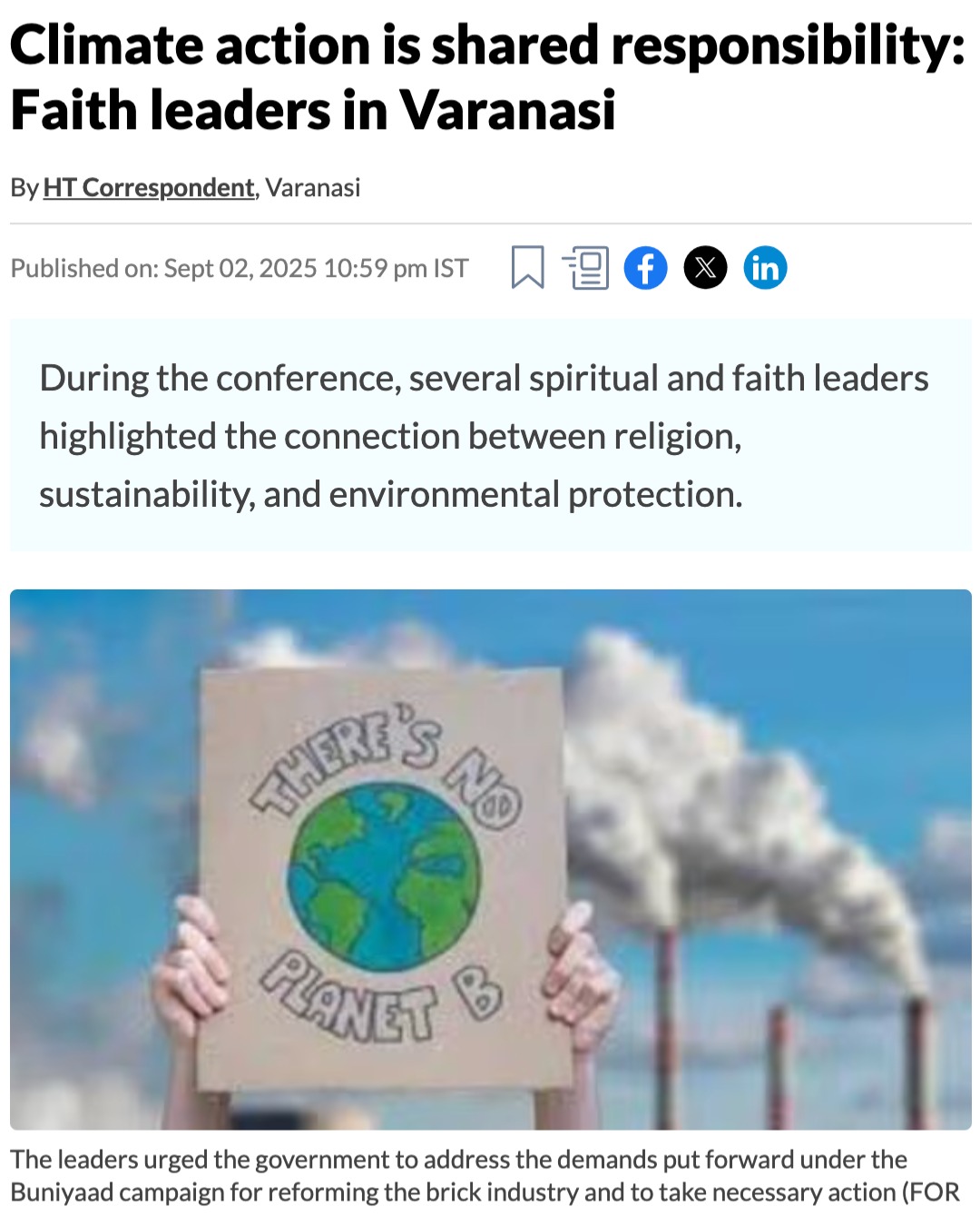 Climate action hum sab ki zimmedari hai! 🌍
Yahi baat pichle hafte, Varanasi mein Interfaith Dialogue mein nikal ke aayi, jahan faith leaders ne yaad dilaya ki environment ki raksha sirf ek scientific discussion nahin, balki moral zimmedari hai. Event mein humne Charter of Demands bhi launch kara jismein brick kiln workers and owners ke demands rakhe gaye.
Faith leaders ne UP ke brick kiln sector mein urgent action ki zaroorat par zor diya:
⚡ Cleaner technology
🤝 Mazdooron ki dignity & livelihoods
🌱 Sustainable future
Unke inspiring thoughts zaroor padhiye 👉 Link in story/highlight.
#ClimateAction #InterFaithForFuture #Varanasi #SharedResponsibility #Bricks #BrickKiln #Migrant #MigrantWorkers