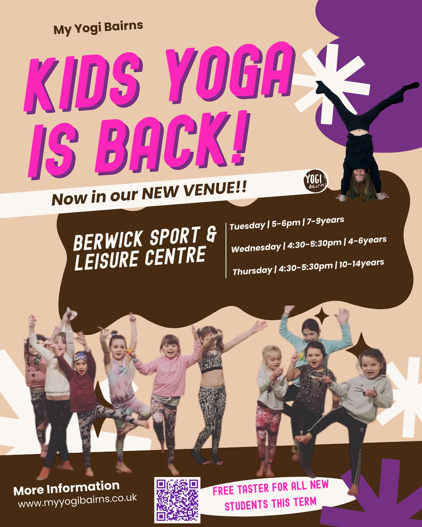 🎉 Kids Yoga is Back! 🎉
✨ Now in our new venue: Berwick Sport & Leisure Centre ✨
🧘♂️ Fun, playful yoga for kids of all ages!
🌈 Build strength, balance, and confidence through movement and mindfulness.
📅 Class Times:
• Tuesdays 5:00 – 6:00 pm | 7-9years
• Wednesdays 4:30 – 5:30 pm | 4-6years
• Thursdays 4:30 – 5:30 pm | 10-14 years
📍Berwick Sport & Leisure Centre
💜 FREE TASTER for all new students to celebrate are move!
🔗 Book your space here: https://my-yogi-bairns.classforkids.io
📞 07825330211
📧 myyogibairns@gmail.com