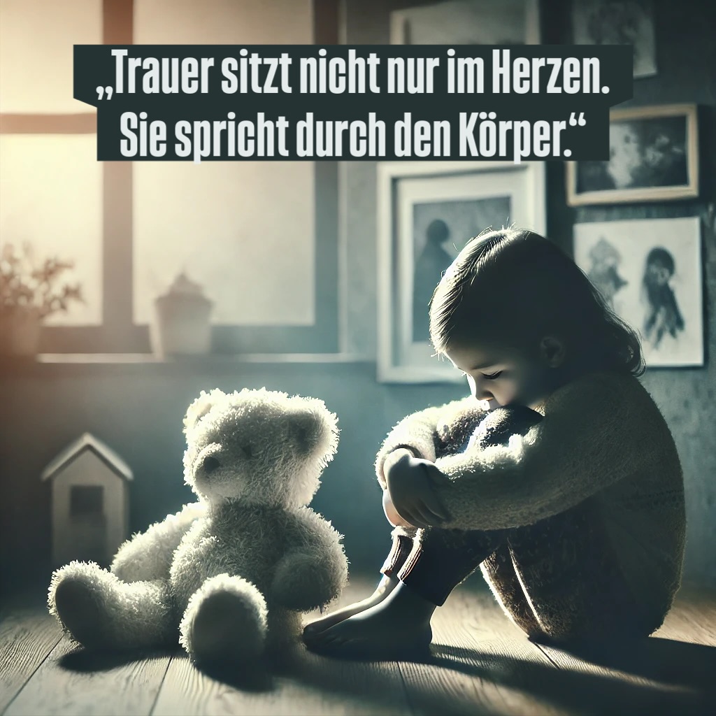 🖤 „Kinder sagen nicht immer: ‚Ich bin traurig.‘
Oft sagen sie: ‚Mein Bauch tut weh.‘“
💡 Trauer bei Kindern bleibt häufig unentdeckt. Nicht, weil Kinder „schwierig“ sind – sondern weil sie noch keine Worte für ihre Gefühle haben. Kindliche Trauer spricht über den Körper: Bauchweh, Kloss im Hals, plötzliches Einnässen, Konzentrationsprobleme, Schlafprobleme, Wutanfälle oder Rückzug.
Wenn wir nur die Symptome sehen, übersehen wir das Herz dahinter.
👉 Eltern, Pädagog:innen und Begleiter:innen können unterstützen, indem sie:
• Körpersymptome ernst nehmen
• nachfragen: „Wo spürst du das in deinem Körper?“
• Nähe und Sicherheit anbieten
• Rituale schaffen (z. B. Erinnerungsbox, Bilder malen, Kerze anzünden). ❤️ Frag dein Kind nicht nur „Wie geht’s dir?“, sondern auch: „Wo spürst du das in deinem Körper?“
Das kann Türen öffnen, wo Worte fehlen.
💬 Hast du das bei Kindern schon erlebt? 👉 Wie gehst du in deinem Umfeld mit kindlicher Trauer um? Teile deine Erfahrung! 🖤