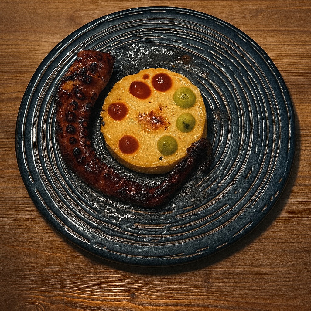 Pota de pop marinada i brasejada a la grega amb “fava” (puré de pèsol groc típic de Santorini). Textures delicades, sabors intensos i una presentació pensada per seduir tant la vista com el paladar.
#fyp #gastronomia #cuinacreativa #cuinaambarrels #greekandmexicanfood #sabadell