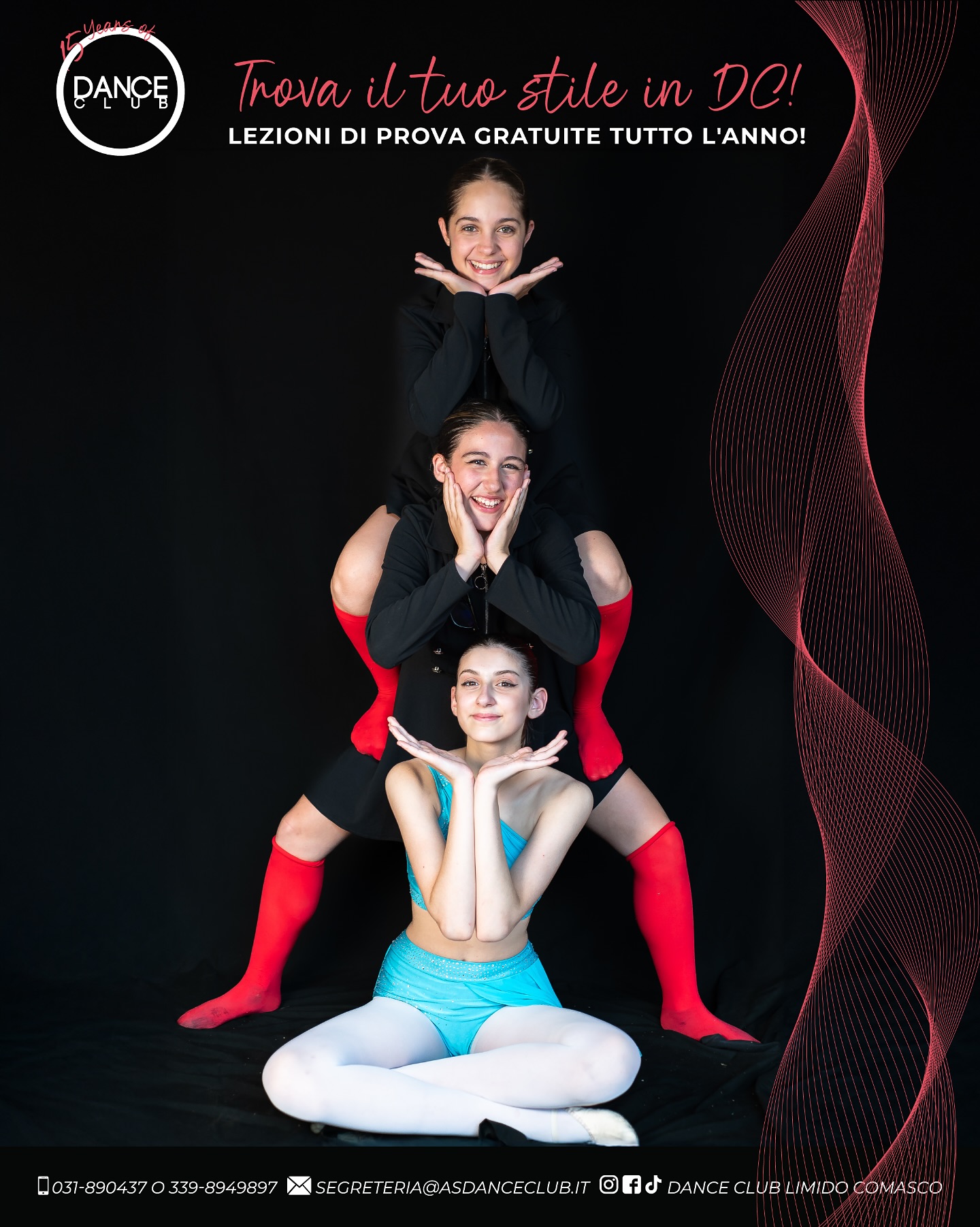 In DC sono ripartite tutte le lezioni di:
Danza per bambini, ragazzi e adulti
Fitness
Aerea
Pilates
Hatha Yoga
Acrobatica
Krav maga-difesa personale
✨Entra anche tu a far parte del mondo DC, fissa un colloquio informativo e trova lo stile più adatto a te! Le lezioni di prova sono sempre gratuite!
Vi aspettiamo!