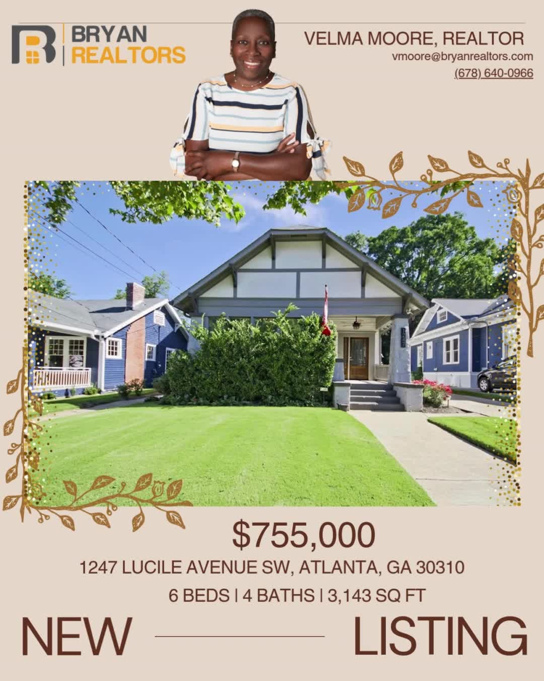 Stepping back in time while enjoying the best of modern living, this captivating home in Atlanta's Historic West End is a true masterpiece. This isn't just a house; it's a piece of history, meticulously reimagined for today's discerning homeowner. Beyond the charming exterior, the home unfolds to reveal a seamless blend of classic character and exceptional renovation. A welcoming sunroom, anchored by a rustic stone fireplace, flows into the living and dining areas, creating a perfect space for gatherings. The heart of the home, the kitchen, is a chef's dream, featuring a sophisticated stone backsplash, stainless steel appliances, a classic farmer's sink, and a gas range—all set against the warmth of gleaming hardwood floors that continue throughout the entire home. With six bedrooms and four baths, there is no shortage of space.
Want to know more information about this home? Contact Velma Moore at vmoore@bryanrealtors.com or call (678) 640-0966.
#home#atl#realestate#GA#atlantahomes#realtors#realestateagent#atlanta#historichome#homebuyer#homeseller#buyer#homepurchase#georgiahomes#georgia