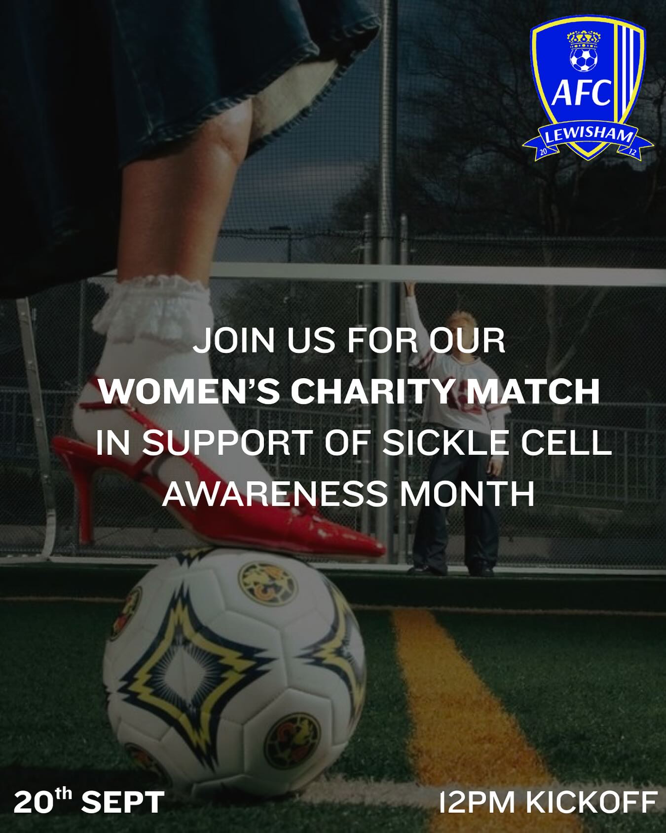 ⚽ Women’s Charity Match for Sickle Cell Awareness 💜
We’re hosting a special match on 20th September at 12PM at our home ground in support of Sickle Cell Awareness Month.
Calling all mums, aunties, sisters & daughters (16+) — come play for a powerful cause! 💪🏽❤️
👉🏽 £10 contribution to take part
All proceeds go towards raising awareness and support for those affected by sickle cell.
Must be 16 or over to play.
Want to get involved? DM us now to secure your spot!
