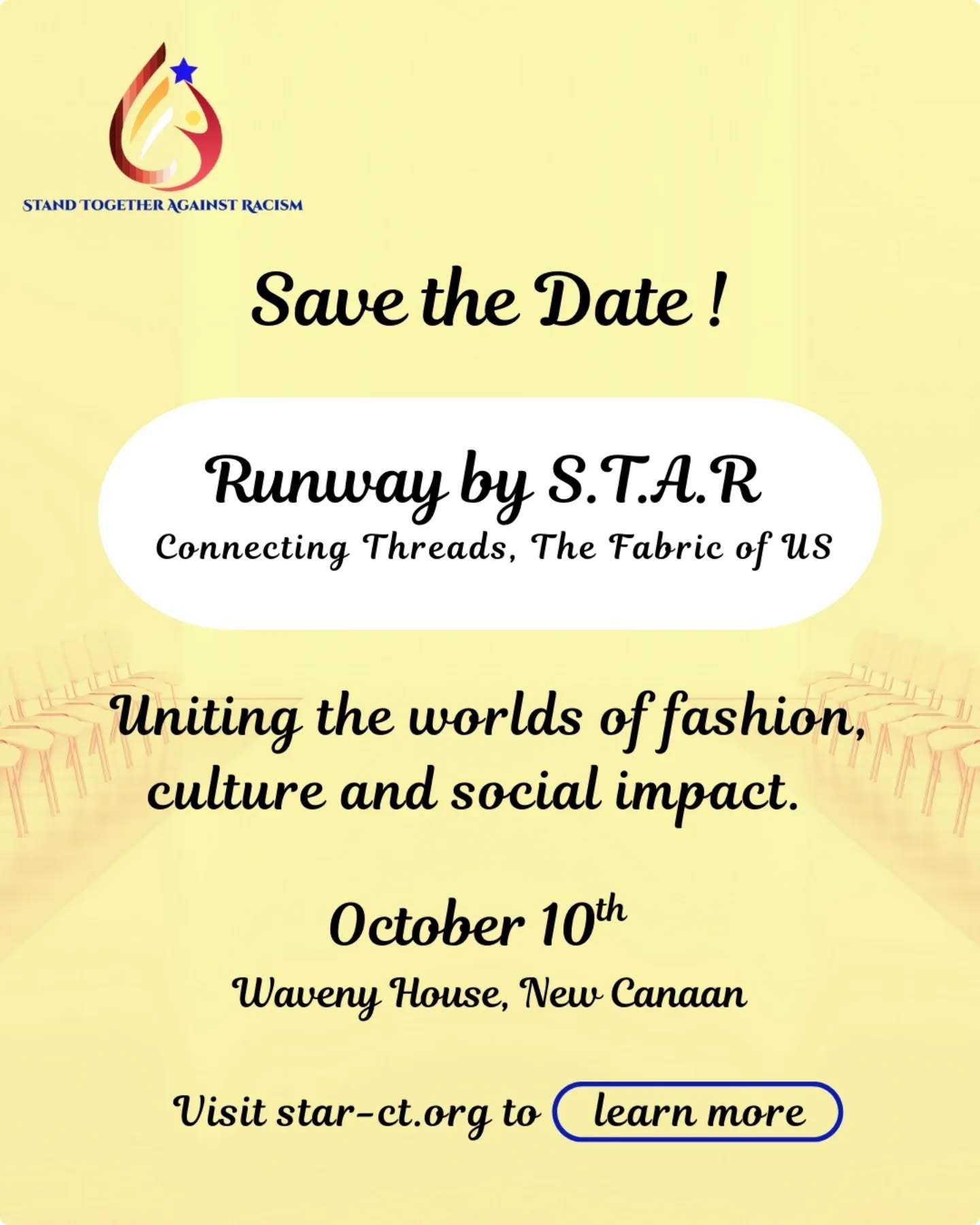 ✨ 𝗜𝗻𝘁𝗿𝗼𝗱𝘂𝗰𝗶𝗻𝗴 𝗥𝘂𝗻𝘄𝗮𝘆 𝗯𝘆 𝗦𝗧𝗔𝗥 – 𝗖𝗼𝗻𝗻𝗲𝗰𝘁𝗶𝗻𝗴 𝗧𝗵𝗿𝗲𝗮𝗱𝘀, 𝗧𝗵𝗲 𝗙𝗮𝗯𝗿𝗶𝗰 𝗼𝗳 𝗨𝘀 ✨
An inspiring event uniting fashion, culture & social impact. 💫
This one-of-a-kind gathering celebrates individuality, diversity & sustainability—creating a tapestry woven from every story, culture & experience. 🌍👗
🌟 What to expect:
✨ Innovative Fashion presentation
✨ Dynamic panel discussions
✨ Interactive experiences
✨ Authentic representation in design
✨ A focus on sustainability & ethical practices
Join us as designers & thought leaders explore inclusivity, body diversity, multicultural influences & responsible fashion. Together, we’re redefining what it means for fashion to truly connect us all. 💕
📅 Save the Date: October 10, 2025
📍 Waveny House, New Canaan, CT
#RunwayBySTAR #ConnectingThreads #FabricOfUs
#InclusiveFashion #DiversityInFashion #FashionForChange
#SustainableStyle #MulticulturalFashion #FashionUnity #EthicalFashion