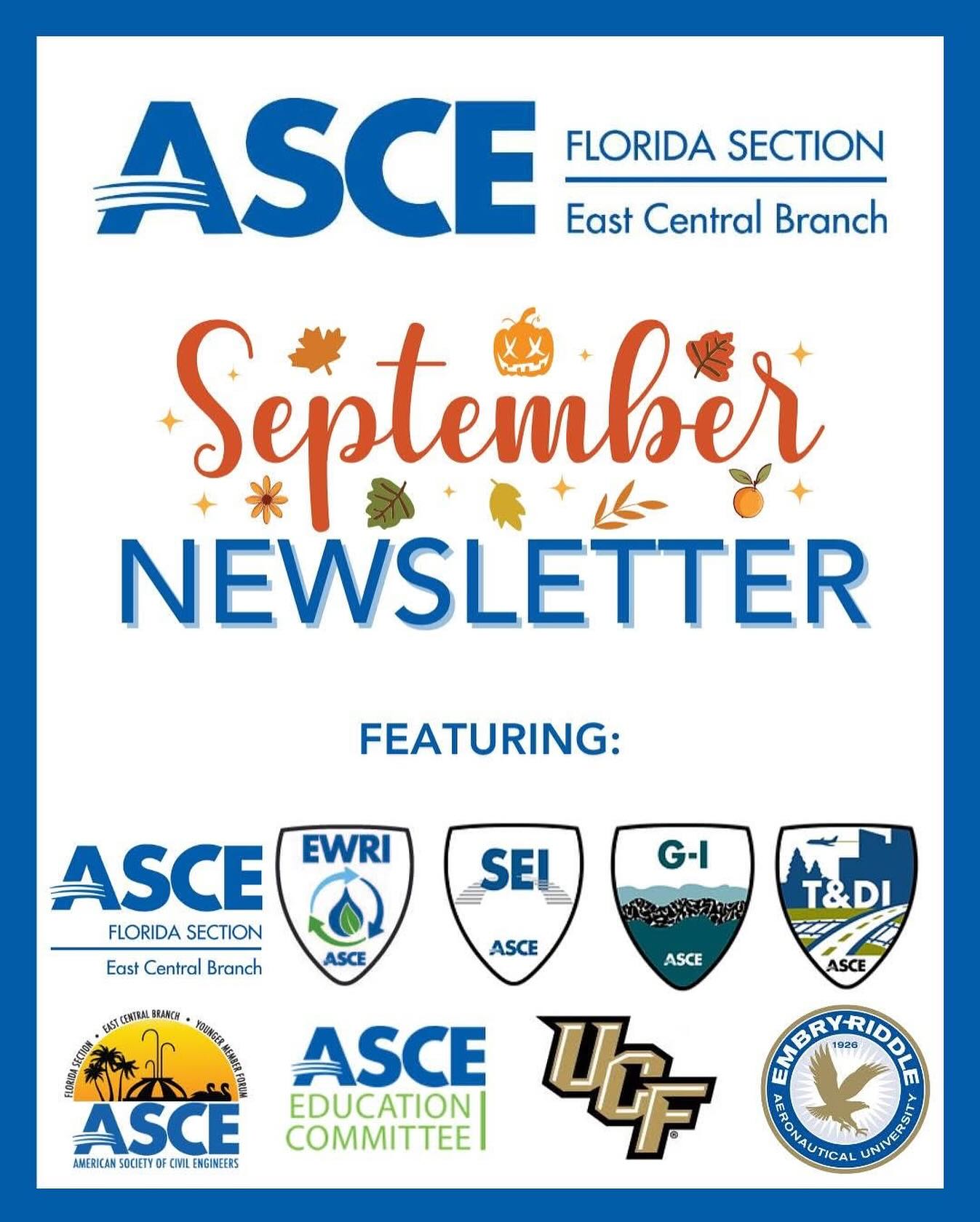 Looking for ways to get involved with ASCE East Central Branch over the next month? Check out our newsletter! Join us for our branch events including the Annual Golf Tournament and Annual Officer Installation Luncheon, events from our institutes, and events from our committees!
https://myemail.constantcontact.com/ASCE-East-Central-Branch-Newsletter.html?soid=1102658712636&aid=_WaoxMeby2E