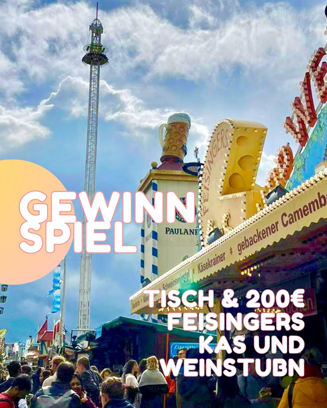 Oktoberfest Gewinnspiel 🍻💫
Auch dieses Jahr schicken wir euch gemeinsam mit @feisingers_kas_und_weinstubn gratis auf die Wiesn! 🥨
Zu gewinnen gibt es einen exklusiven Tisch für 4
Personen am Mittwoch den 24.9.2025, ab 18 Uhr bis Ende, inklusive 200€ Verzehrguthaben für Essen und Getränke in der gemütlichen Kas und Weinstub’n auf dem Oktoberfest!
Wenn ihr dabei sein wollt, folgt @feisingers_kas_und_weinstubn und @gratisinmuenchen und lasst uns einen Kommentar da.
Mit wem wollt ihr unbedingt auf die Wiesn?
Auslosung des Gewinners am So, 14.09.2025, 18 Uhr.
Benachrichtigung per dm.
.
.
.
Teilnahme ab 18 Jahren. Ein Los pro TN.
Der Verzehrgutschein ist nur während der Reservierung am 24.9.2025 ab 18:00 Uhr bis Ausschankende gültig. Eventuell nicht aufgebrauchte Gutscheine können NICHT an einem anderen Tag aufgebraucht werden. Eine Rückauszahlung nicht verbrauchter Verzehrgutscheine ist NICHT möglich.
Im übrigen gelten die AGBs https://wiesnzelt.de/ AGBs/ und Datenschutzerklärung https:// wiesnzelt.de/datenschutzerklaerung/ Der Rechtsweg ist ausgeschlossen.
Weitere Teilnahmebedingungen siehe Link in Bio.