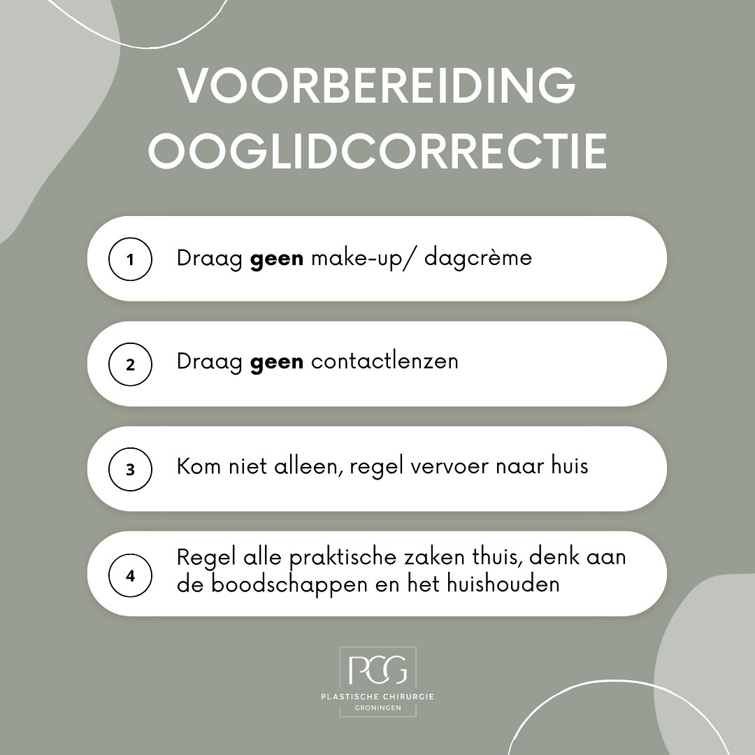 Een goede voorbereiding is alles!👀
Bovenstaande zaken zijn belangrijk in de voorbereiding op een ooglidcorrectie. Heeft u meer vragen of wilt u meer informatie betreft de mogelijkheden voor een ooglidcorrectie? Neem dan contact met ons op!
📞: 050 - 211 04 96
💌: info@pcgroningen.nl