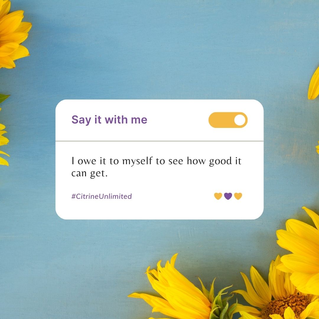 Say it with me: I owe it to myself to see how good it can get. ✨
Sometimes we forget that life can be richer, fuller, and more aligned when we allow ourselves to dream bigger, believe deeper, and take action from a place of self-worth. You deserve the joy, abundance, and connection that’s waiting for you.
💡 Ready to explore just how good it can get with a community that’s here to lift you up? Join the POP Collective today: www.citrineunlimited.com/thecollective
#POPCollective #PassionOverPerfection #DailyAffirmation #LeadershipMindset #WomenWhoLead