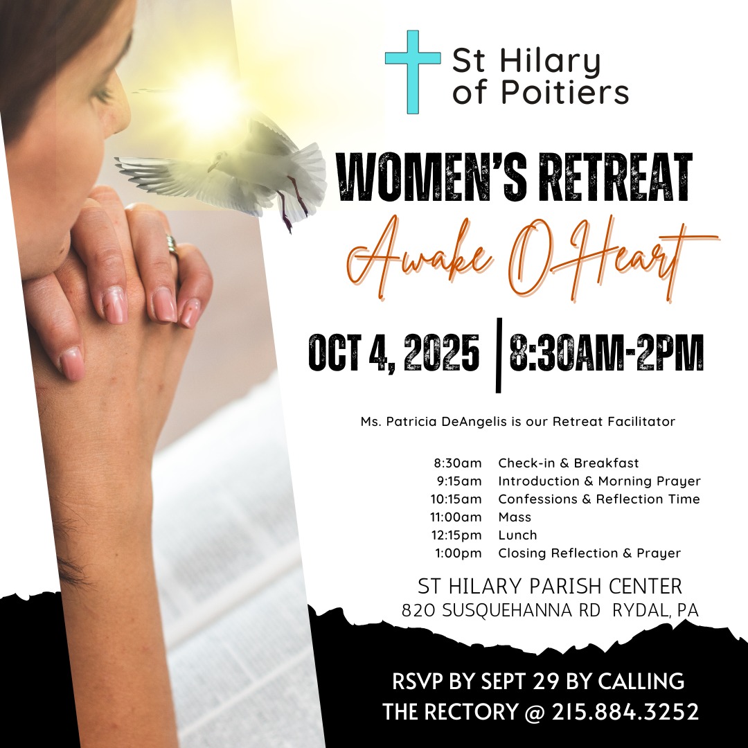 Please spread the word by Sharing this post with any woman in your life who would benefit from a peaceful day of prayerful reflection. Our annual Women's Retreat is coming up. Register today!