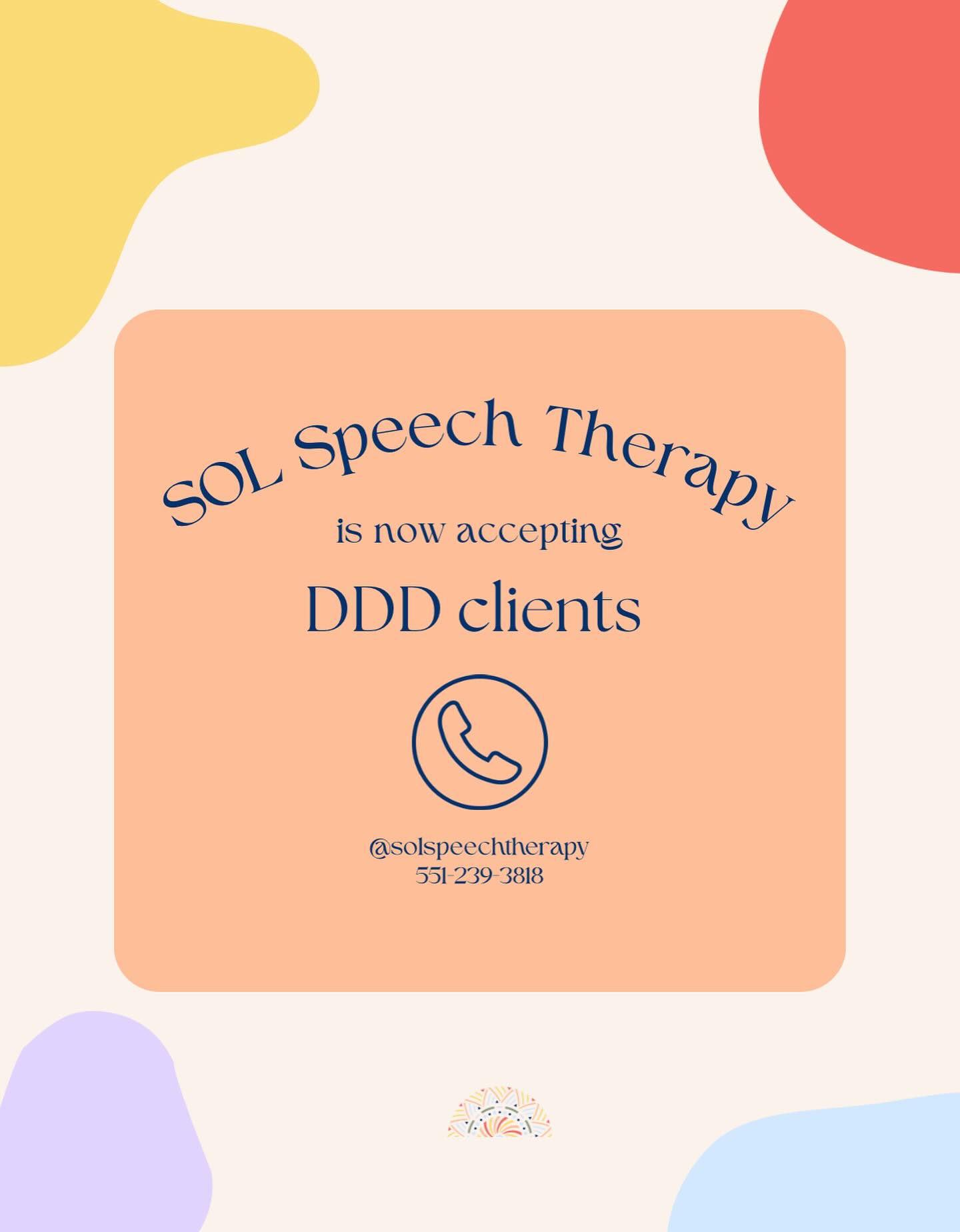 ☀️ Exciting News! Our Ridgefield Park office is now accepting NJ DDD-eligible adults for speech therapy services.
WHAT IS DDD?
Department of developmental disabilities- works with Medicaid for Adults 21+ that meet the functional & financial eligibility requirements.
Common Qualifying Conditions include:
Autism
Intellectual Disability
Down Syndrome
Cerebral Palsy
Traumatic brain injury
We’re proud to support individuals with developmental disabilities in achieving their communication goals.
📍 Conveniently located in Ridgefield Park, NJ
🎉Now accepting referrals through the NJ Division of Developmental Disabilities (DDD)
📞 Contact us today to get started!