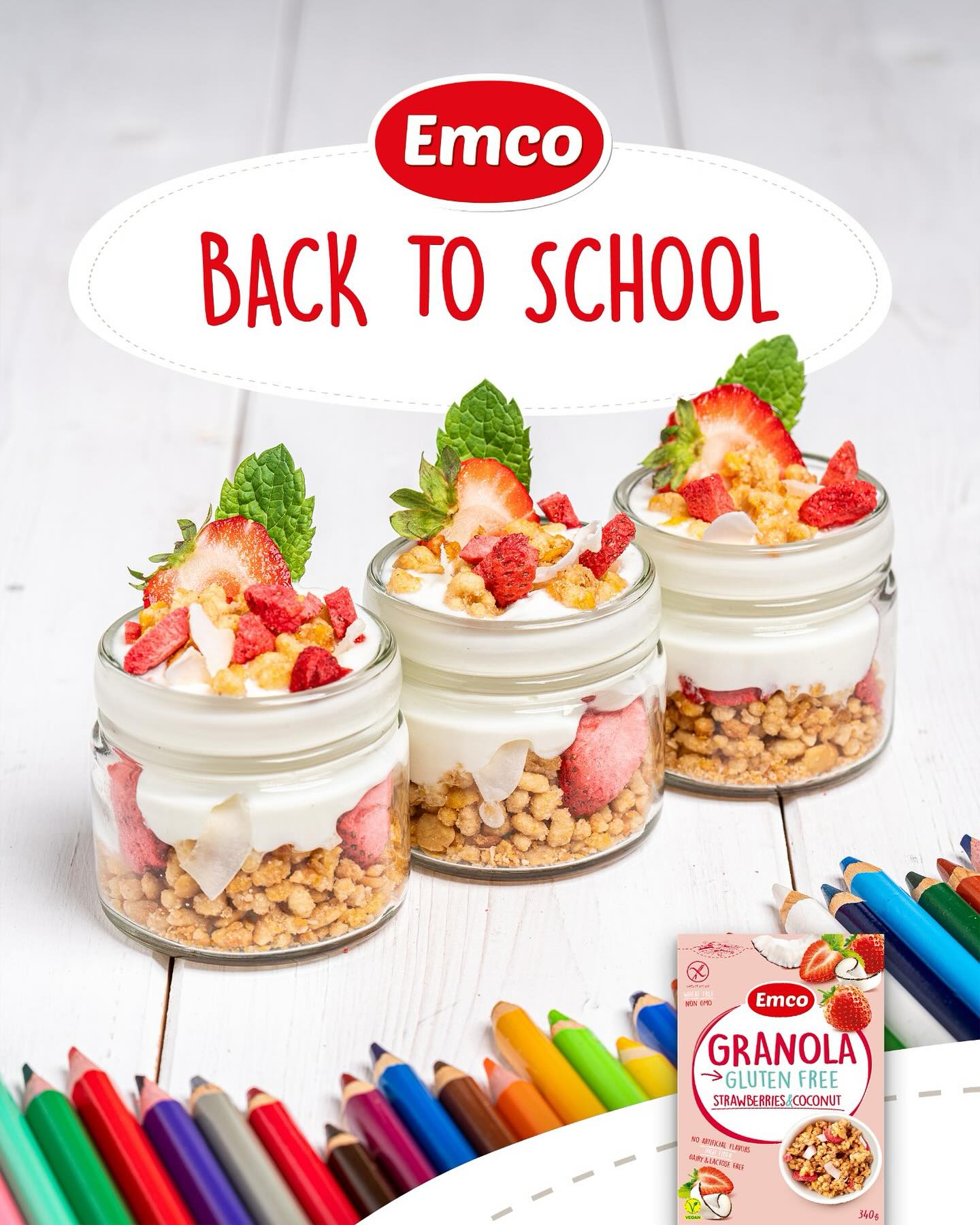 ✨📚 Back to School Fuel! ✨
Make busy mornings easier (and tastier!) with our Gluten Free Granola with Strawberries & Coconut. 🍓🥥
Made with millet & buckwheat instead of oats, it’s a crunchy, palm-oil-free, and totally delicious way to start the day. Perfect for kids’ breakfast bowls or on-the-go snacks. 💪✨
#emco#emcoglobal#back2school#school# #glutenfree#morning#breakfast#evenhealthythingscanbedelucious