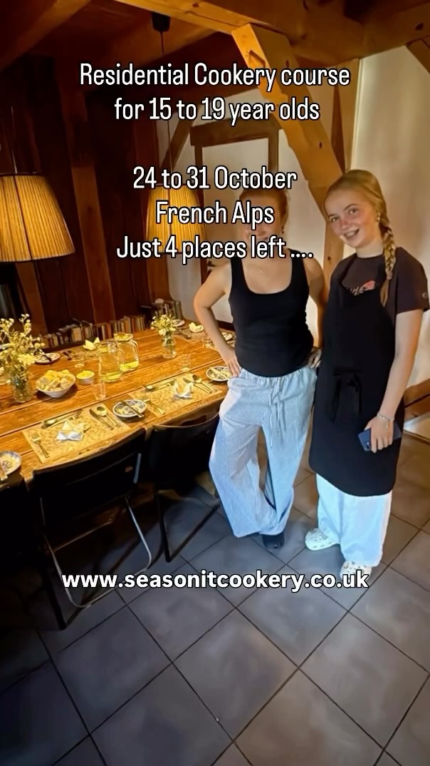 Hurry hurry only 4 places left 25 to 31 October 2025… cheap flights and flexible arrival day if required :) www.seasonitcookery.co.uk #seasonitcookery #dofe #doferesidential #kingstopscoutaward #youthwithoutlimits #mumsnet #cookerycourse #chaletpomet