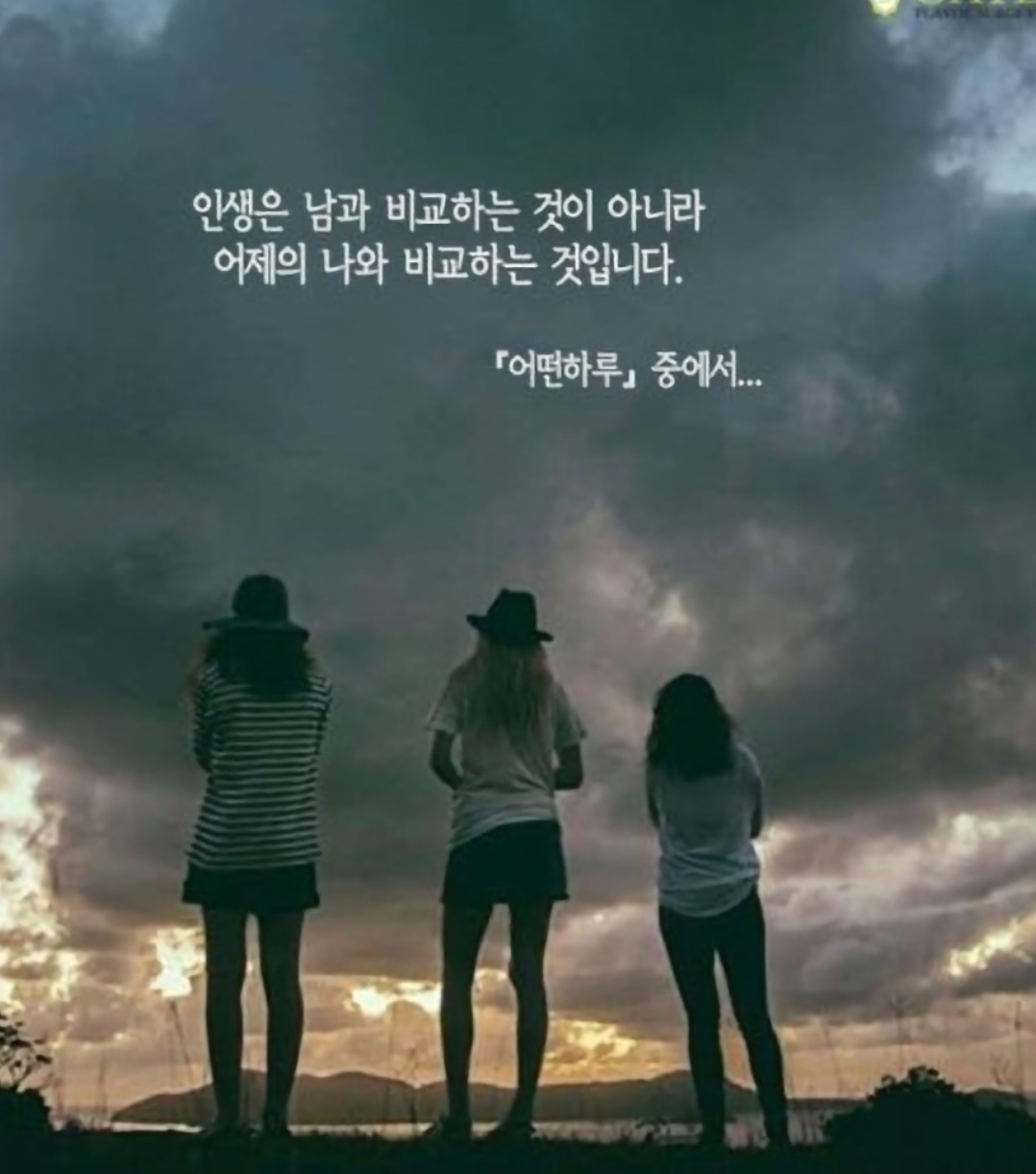 Photo by 서담ㅣ삶의 글 수집가 on November 29, 2025. May be an image of one or more people, pie and text that says '인생은 남과 비교하는 것이 아니라 어제의 나와 비교하는 것입니다. 어떤하루」 중에서'.