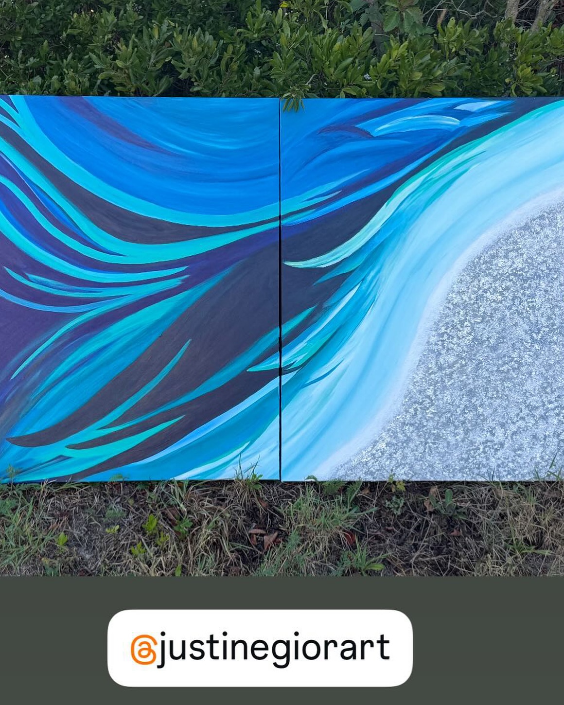 “Flow of Water” 2 piece commission, each 30 x 40, Acrylic on Canvas. When the client asked for a piece inspired by another painting of mine … I was surprised by their choice which currently sits in my living room, also one of my favorite pieces!