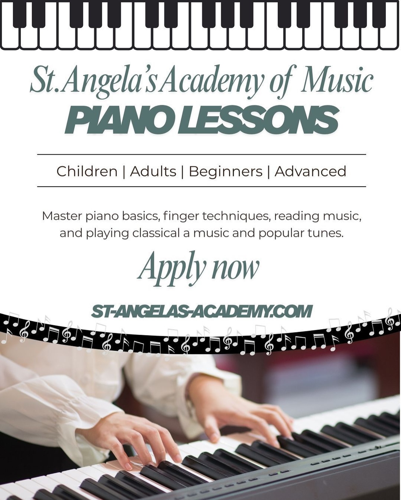 Thinking about learning piano? Now’s the perfect time!
At St. Angela’s Academy of Music in Thurles, we offer piano lessons for beginners, intermediate, and advanced students of all ages. Whether you want to play for fun, prepare for exams, or build confidence performing, we’ll guide you every step of the way. Exam bodies include RIAM, LSMD, Associated Board and more.
✨ Limited spaces available – secure your spot today!
📍 Location: St. Angela’s Academy of Music, Thurles
📩 Apply through our website in bio to start your musical journey.