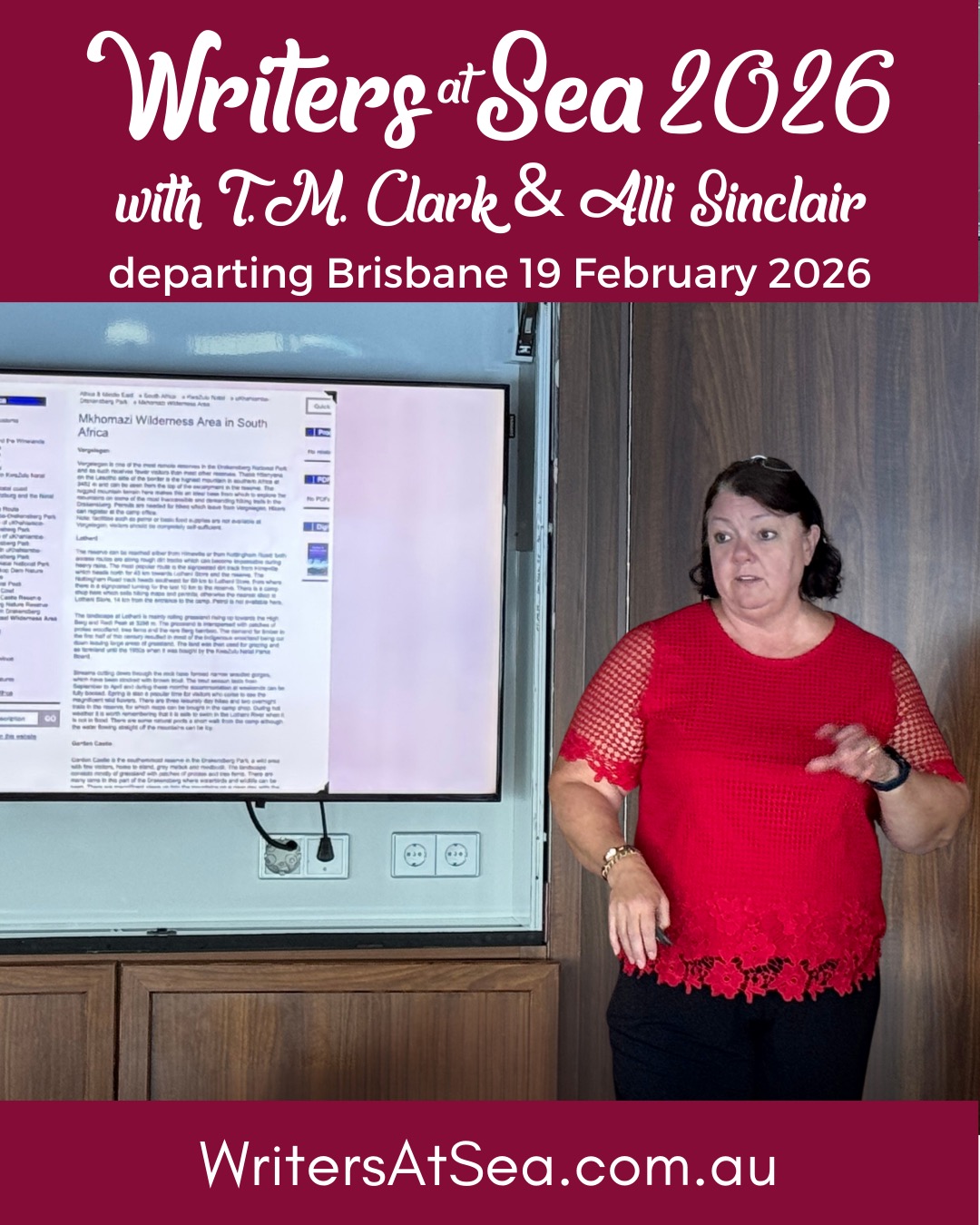 Join Alli Sinclair and T.M. Clark and take your writing on a journey with the Writers at Sea Retreat. It’ll give you the time and space to focus on your work while enjoying a cruise to Vanuatu. Whether you’re polishing a manuscript or starting something new, the retreat is designed to help you make progress.
You can find all the details at www.writersatsea.com.au
#WritersAtSea #WritingCommunity