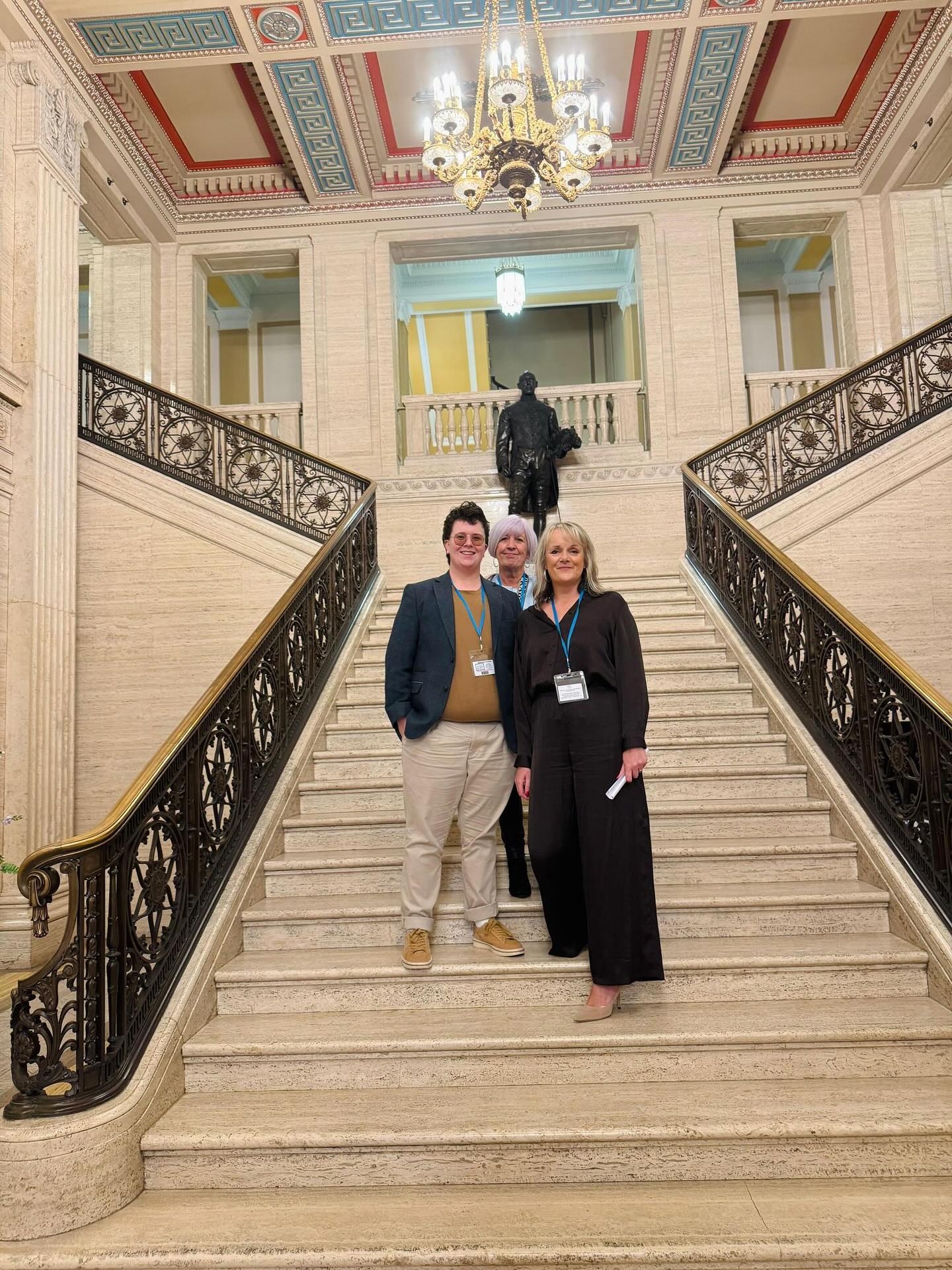 WE’RE ALL MAD HERE
A lovely evening at Stormont to hear the wonderful insights from Keith Drury as he launches his new
‘ We’re All Mad Here ‘ art series. This series is based on a modern interpretation of the story of Alice in Wonderland. This colourful collection expresses many aspects of neurodiversity following Keith’s openness about his own autism. Our Lancefield Patron Emer Maguire was there to host the evening!