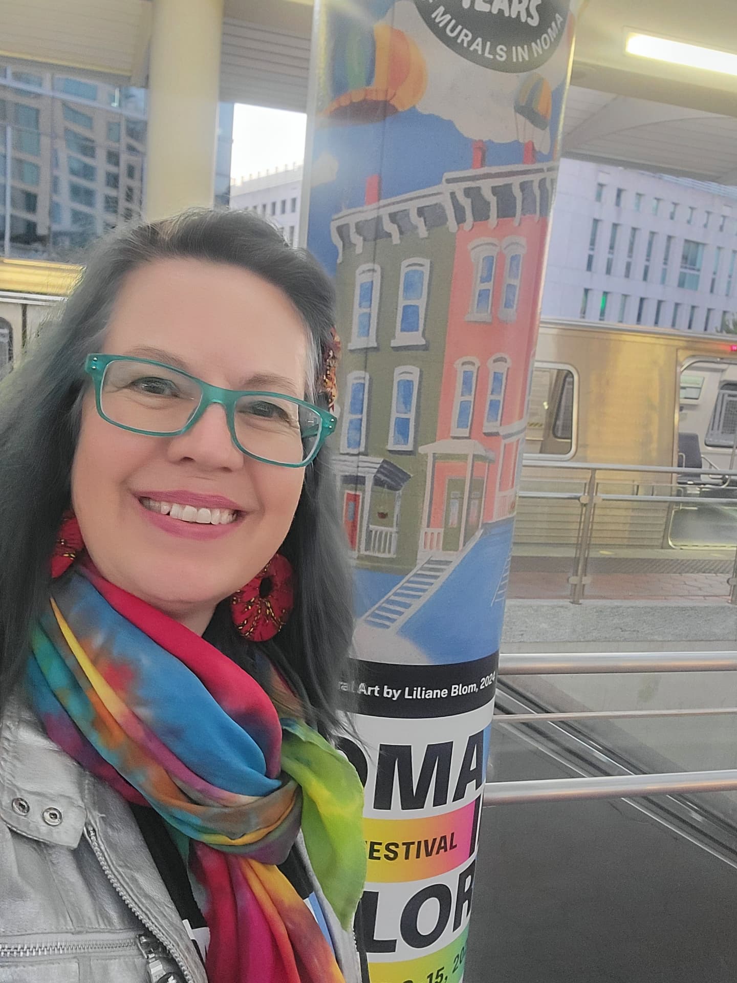 Fun to run into a poster of my mural at the NOMA metro station! 10th year of this fabulous festival! Good luck to this year's cohort! Special shout out to @amanda_public_art_ for all you do @jessterk for his guidance and Lea @bluehuestudio can't wait to see your mural girl!