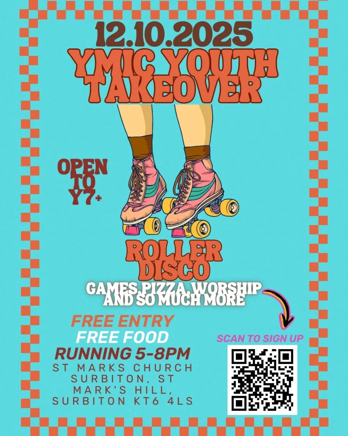 New Event just dropped 🫳
12.08.25 @ St Marks Surbiton!!
Got them back to school blues?😔 Missing the summer vibes? 🏖
Well YMIC SW has the cure with our next Youth Takeover Event this October 👻 we have a roller disco 🕺, pizza 🍕, worship🙏 and more!
Scan the QR code to sign up now to join the takeover!! 💪
#youth
#youthministry❤️
@missionsouthwark
@southwarkcofe