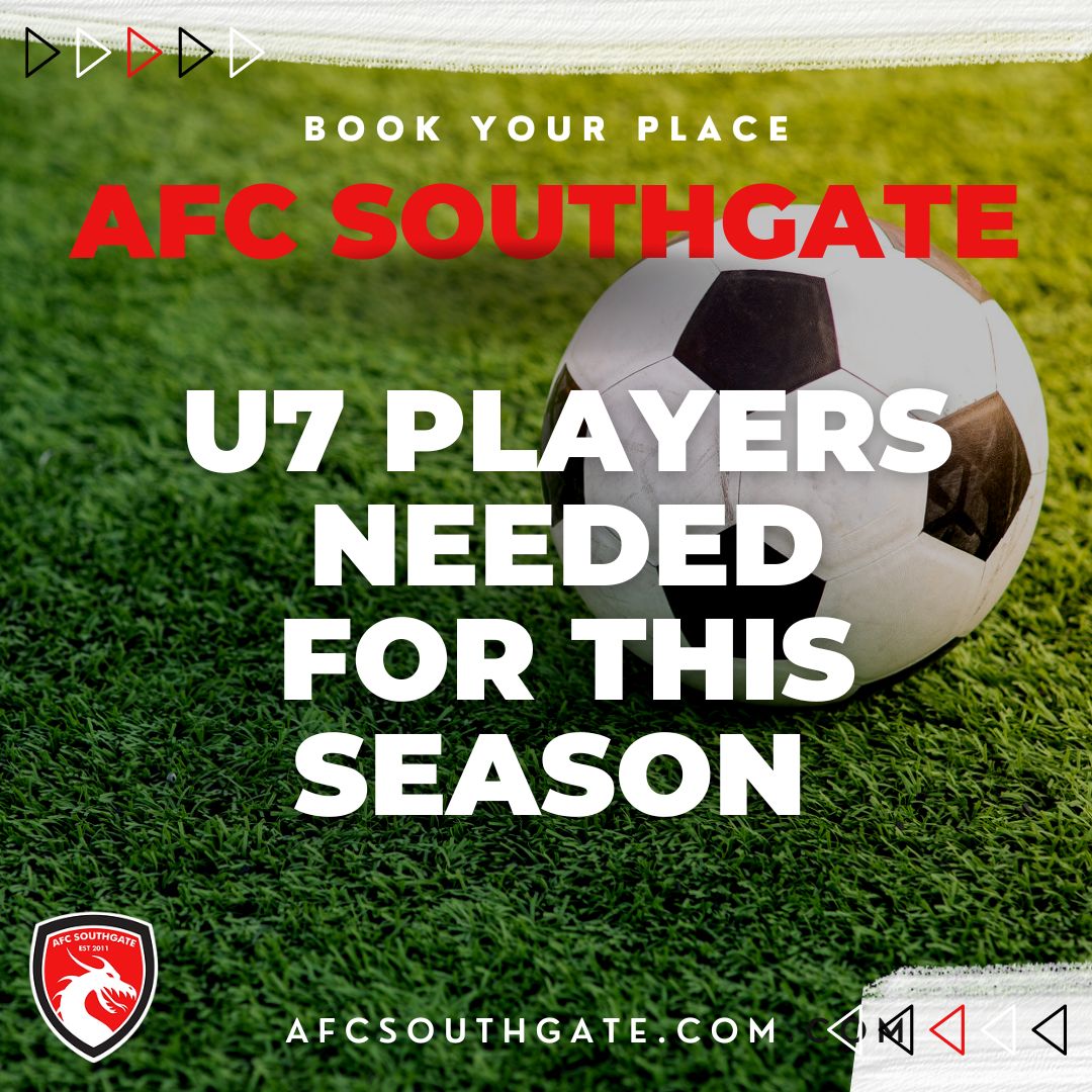 We are looking for U7 players to join us at AFC Southgate.
Book your free trial now
Link in the bio