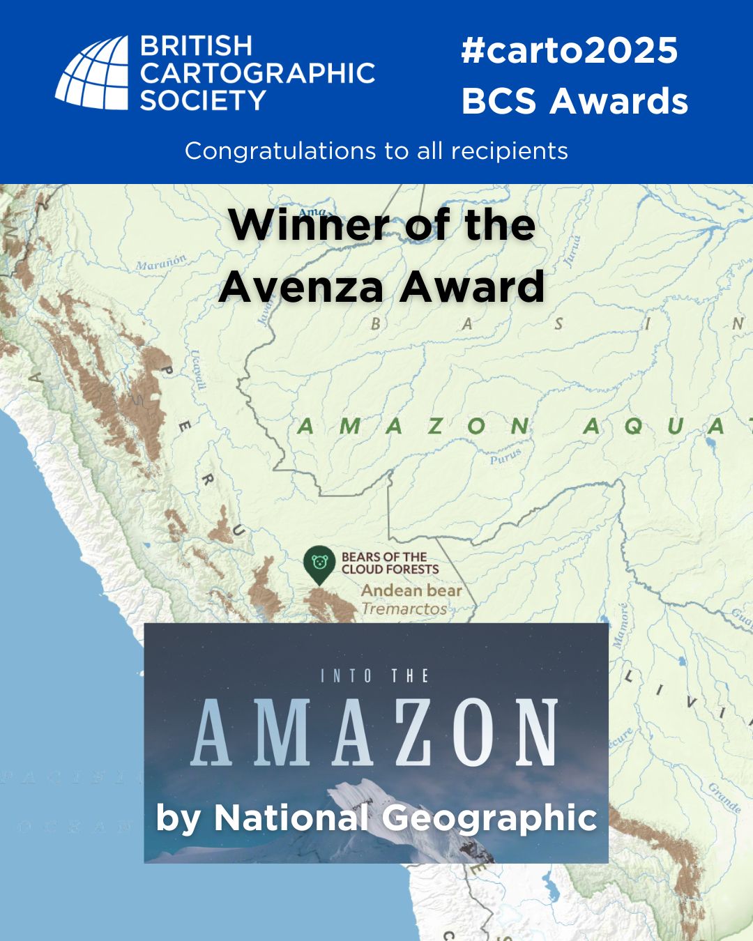Thank you to Avenza Systems (@avenzamaps) for their support in sponsoring the best electronic map award 2025.
Congratulations to our winner for 2025 - @natgeomaps National Geographic for their entry “Into the Amazon”
Check it out here: https://www.nationalgeographic.com/into-the-amazon/