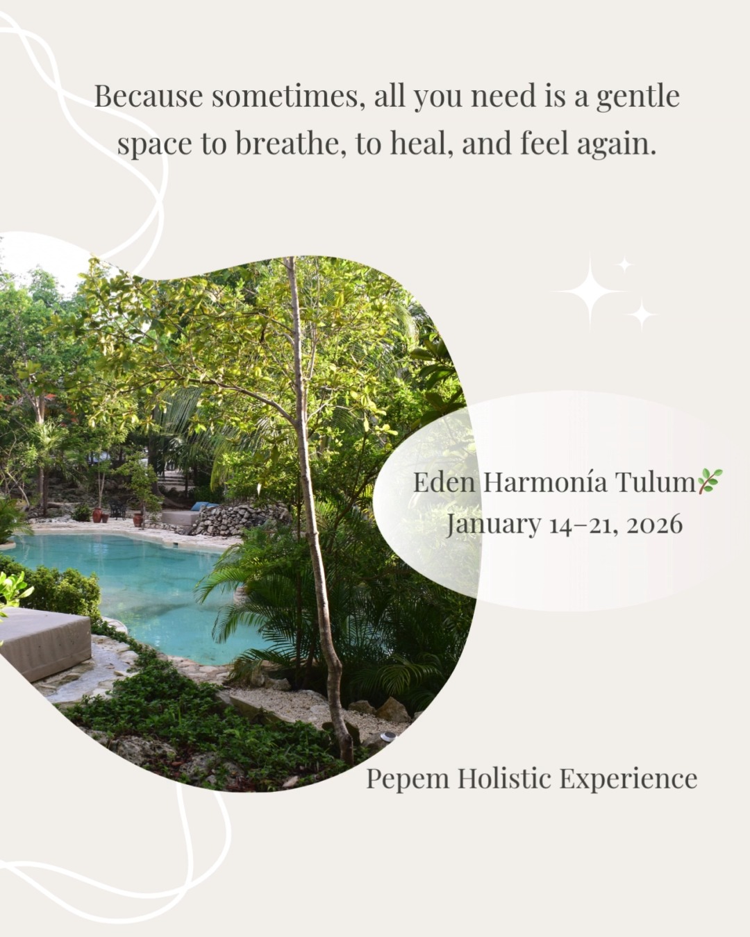 Because sometimes, all you need is a gentle space, to breathe, to heal, and simply feel again.
Eden Harmonía Tulum ·
January 14–21, 2026 🌿
A nurturing retreat designed for deep reconnection.
A journey of healing, feeling, and becoming, in the heart of the jungle.
https://www.lyratika.com/eden-harmonia
#EdenHarmonia #Lyratika #WellnessRetreat #HealingJourney #TulumRetreat #SacredPause #WomenCircle #RetraiteTulum