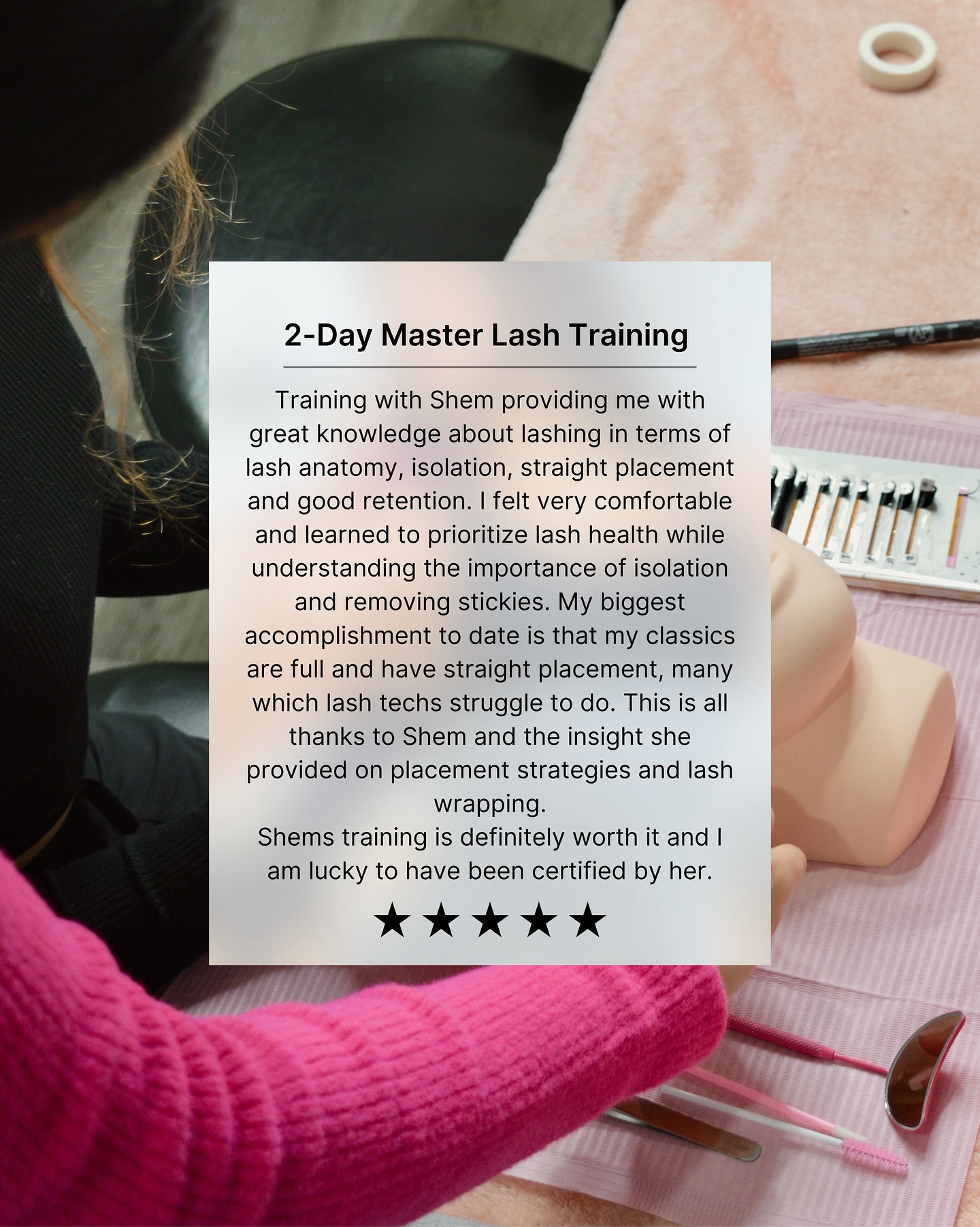 ✨ Ready to take your lash skills to the next level? ✨
Here’s what one of our students had to say after completing the 2-Day Master Lash Training with Shem 💕👇
👉 Learn lash anatomy, isolation, placement, retention & more
👉 Build confidence with proven strategies
👉 Get certified & stand out in the industry
Our training is more than just lashes, it’s about empowering you to become the best lash artist you can be 💫
📲 Sign up today at www.kissmylash.shop/training or DM us for more info!