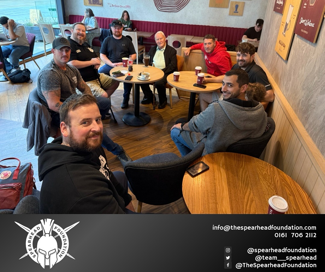 Coffee Club - Last Friday…
A dynamic bunch of gentleman, from Fred a 93 year old RAF veteran who flew on Mosquito bombers to many in this photo still serving. The photo has a scary number of years service and a huge scope in rank from Private, corporals to Current Warrant Officers and former Regimental Sergeant Majors but despite that huge rank, current service they is no egos here.
The foundation is just that, about bringing people together no matter where, when or how they serve. It’s about the banter amongst one another.
For events: info@thespearheadfoundation.com