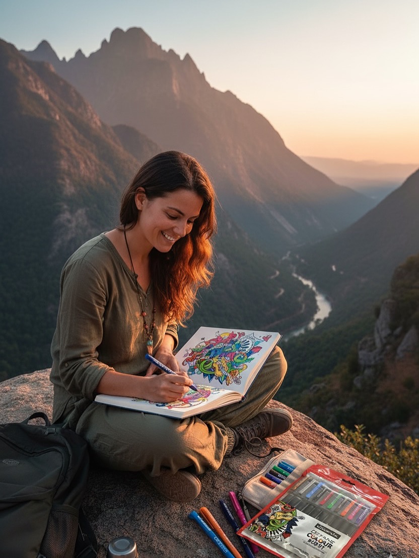 "Finding my calm amidst the mountains, one colorful stroke at a time. Soaking in this breathtaking scenery with my trusty Classmate Octane Colour Burst pens. Perfect day for art and reflection! ๐จ #ArtTherapy #MountainAdventures #ClassmatePens #ColourBurst #NatureInspired"