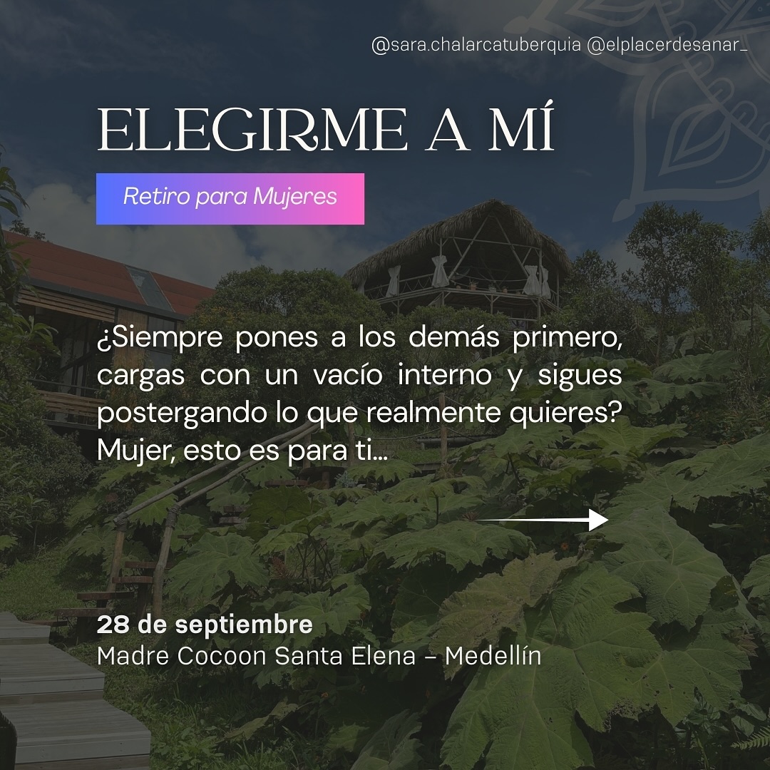 🌹 ¿Te cuesta ponerte en primer lugar?
¿Haces de todo y aun así sientes un vacío adentro?
Esa sensación de no ser vista, escuchada ni elegida… de postergarte siempre, aunque por fuera parezca que todo está bien.
El verdadero amor propio no son dietas, ni outfits nuevos, ni acumular logros. Es parar, escucharte y atreverte a ponerte a ti primero.
Por eso creamos el retiro Elegirme a Mí:
Un día exclusivo para mujeres donde, a través de la #DanzaSomática y las #ConstelacionesFamiliares, vas a:
✨ Soltar dolores y cargas que vienes arrastrando.
✨ Recuperar tu energía y tu lugar.
✨ Habitar tu cuerpo como un refugio seguro.
✨ Recordar que sí mereces ser elegida, amada y valorada —por ti primero, y desde ahí, por la vida.
Será en un espacio íntimo en @madre.cocoon en #SantaElena, rodeado de naturaleza, creado para que vuelvas a sentirte segura, libre y plena.
Nosotras somos @elplacerdesanar_ , consteladora familiar, guía de rituales y danza terapia y @sara.chalarcatuberquia, mentora en danza somática y feminidad consciente. Juntas llevamos más de 10 años acompañando procesos de transformación en mujeres como tú.
💌 Si esto resuena en tu corazón y una voz dentro de ti dice “eso es lo que necesito”, escribe la palabra “Elegirme” y te compartimos los detalles para reservar tu lugar.
Un fuerte abrazo,
Sara & Ale 🌿✨