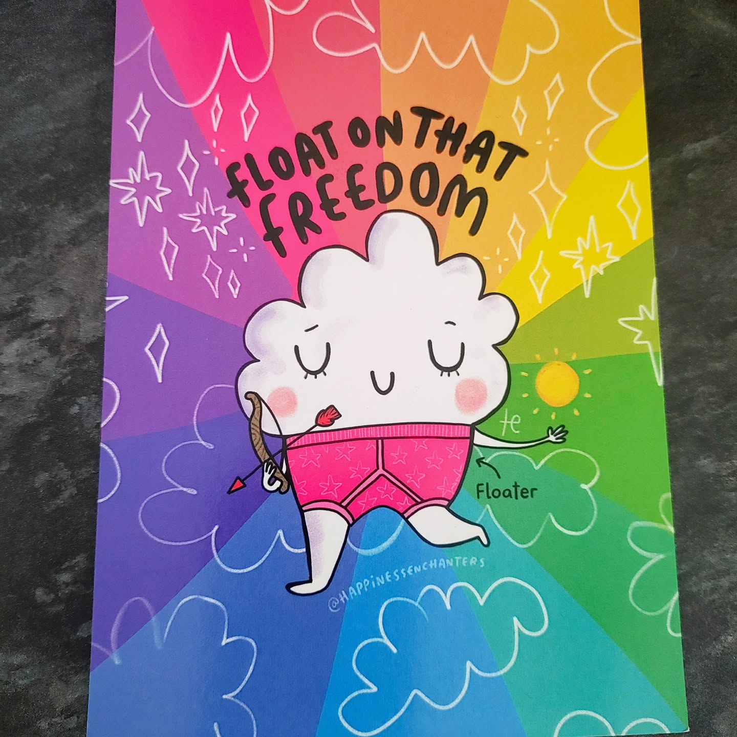A classic Glastonbury synchronicity. Being in the shop when @dandeliondreamz_ receives this card from @happinessenchanters . This beautiful picture couldn't be more relevant and has therefore joined us here in centre ๐๐ฆ #floatingfree #relax #floatationtherapy