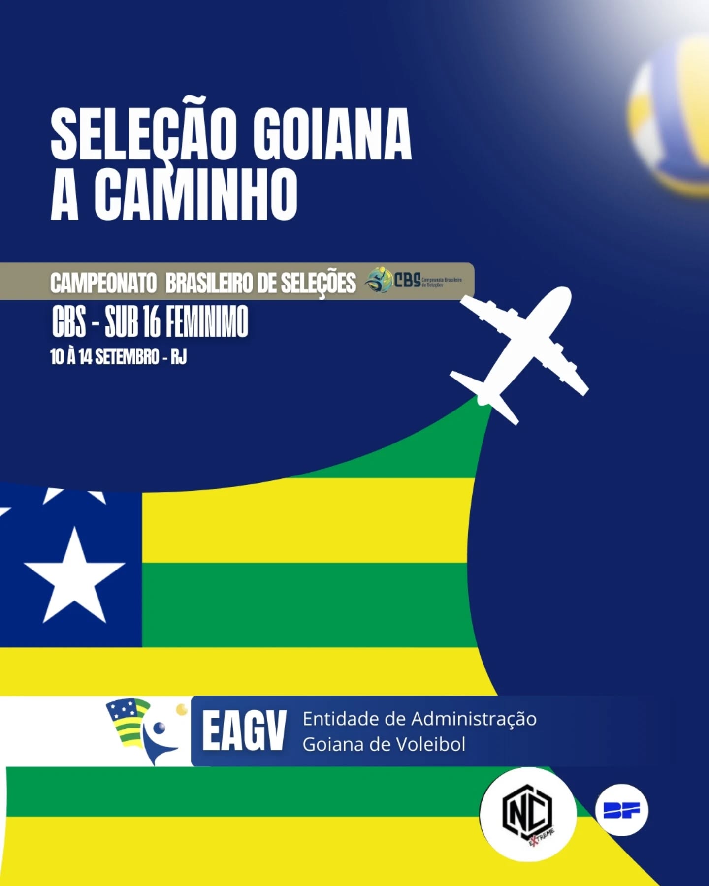 Seleção Goiana a caminho de Saquarema!
Nossas guerreiras do Sub-16 Feminino já estão na estrada rumo ao Campeonato Brasileiro de Seleções – CBS 2025,o voo saiu hoje as 06:45 rumo ao Rio de Janeiro. 🏐✨
Cada viagem é mais que um deslocamento: é a realização de sonhos, a soma de treinos e o início de uma nova batalha dentro das quadras. 💪🔥
A EAGV – Entidade de Administração Goiânia de Voleibol, com o apoio e patrocínio da NC Extreme, está junto nessa caminhada, confiando na dedicação e no talento das nossas atletas. 🌟
👉 Vamos enviar toda energia positiva para que elas brilhem em cada jogo e levem o nome de Goiás ainda mais longe! 🚀🇧🇷
#SeleçãoGoiana #CBS2025 #EAGV #VoleibolGoiano #NCExtreme