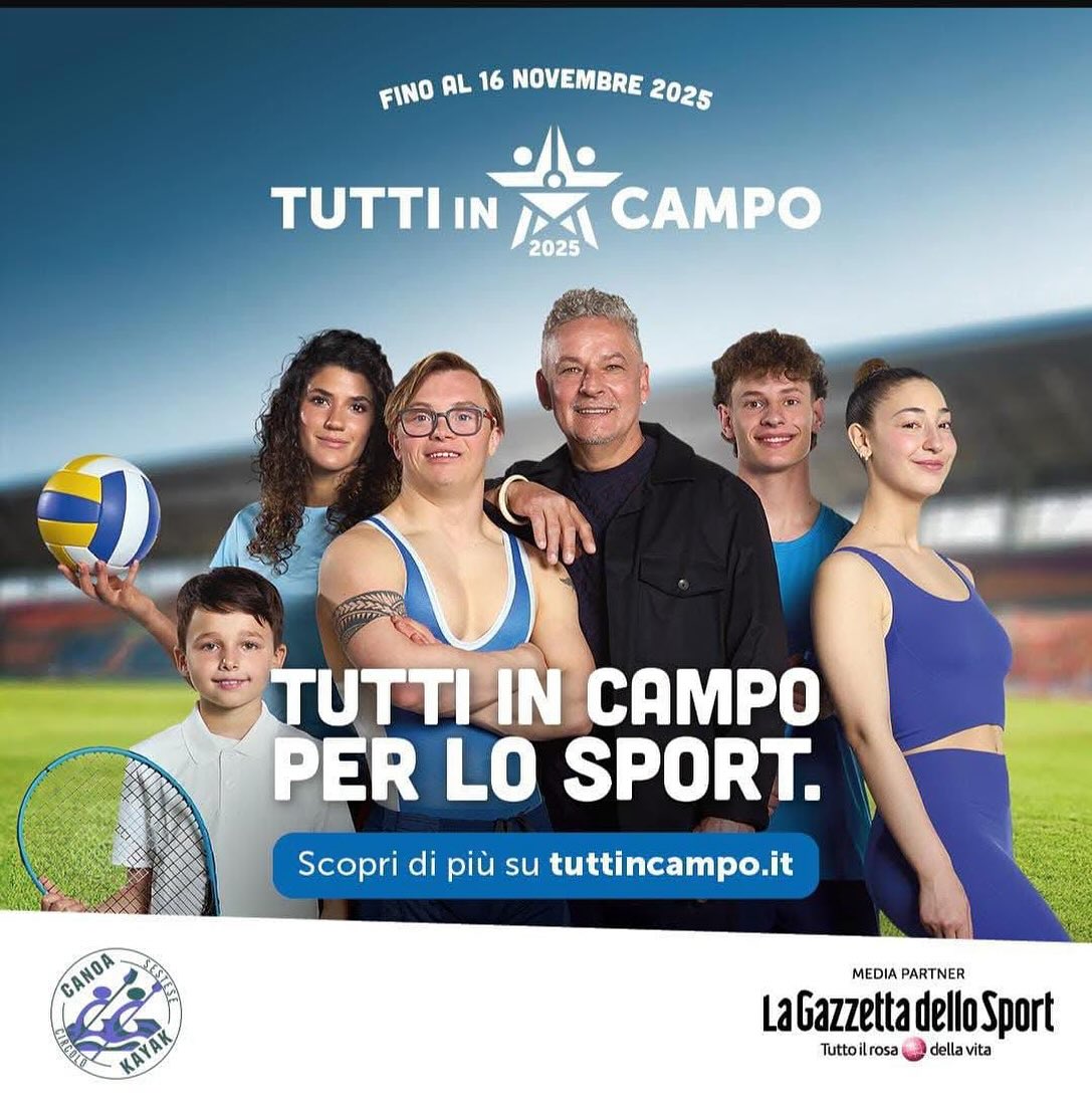 Il Circolo Sestese Canoa Kayak asd partecipa quest’anno a “Tutti in campo”, l’iniziativa che sostiene lo sport italiano e coinvolge tante realtà come la nostra.
Con il tuo aiuto possiamo raggiungere un nuovo traguardo!
Fino al 16 novembre, fai la spesa con la tua carta fedeltà in uno degli oltre 1900 supermercati aderenti e raccogli i Codici Sport da donarci. Scopri il supermercato più vicino su tuttincampo.it e aiutaci a fare la differenza!
Partecipiamo anche a questa raccolta! Se fate la spesa nei supermercati del gruppo Selex come Il Gigante, Famila, A&O e altri....ricordatevi di noi!