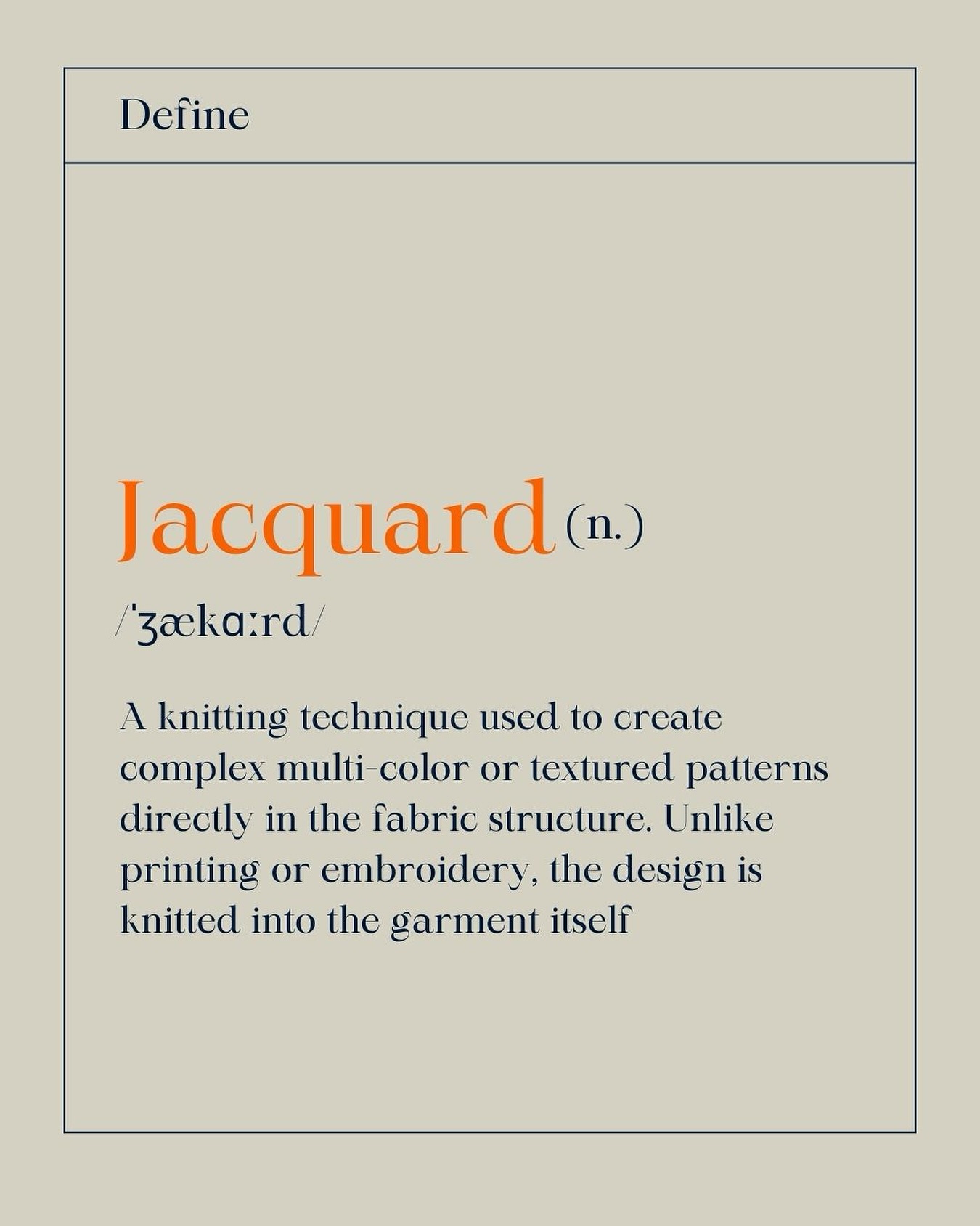 KNIT GLOSSARY — Jacquard (n.) 🧶
/ˈʒækɑːrd/
Jacquard is a knitwear technique where intricate patterns are created directly in the fabric — not printed or embroidered on top.
Logos, motifs, and multicolor designs are knitted stitch by stitch, making them durable, versatile, and premium in look and feel.
It’s a favorite for high-quality collections, where creativity meets craftsmanship.
👉 Want your knitwear to stand out with unique patterns? Let’s develop your next jacquard design together, DM us to get started.
#knitglossary #jacquard #knitwearmanufacturer #madeinitalyknitwear #knitknowhow #fashionproduction #fromsketchtostitch #midadefined #knitweareducation #italianmanufacturing #textiledesign #fashioninnovation