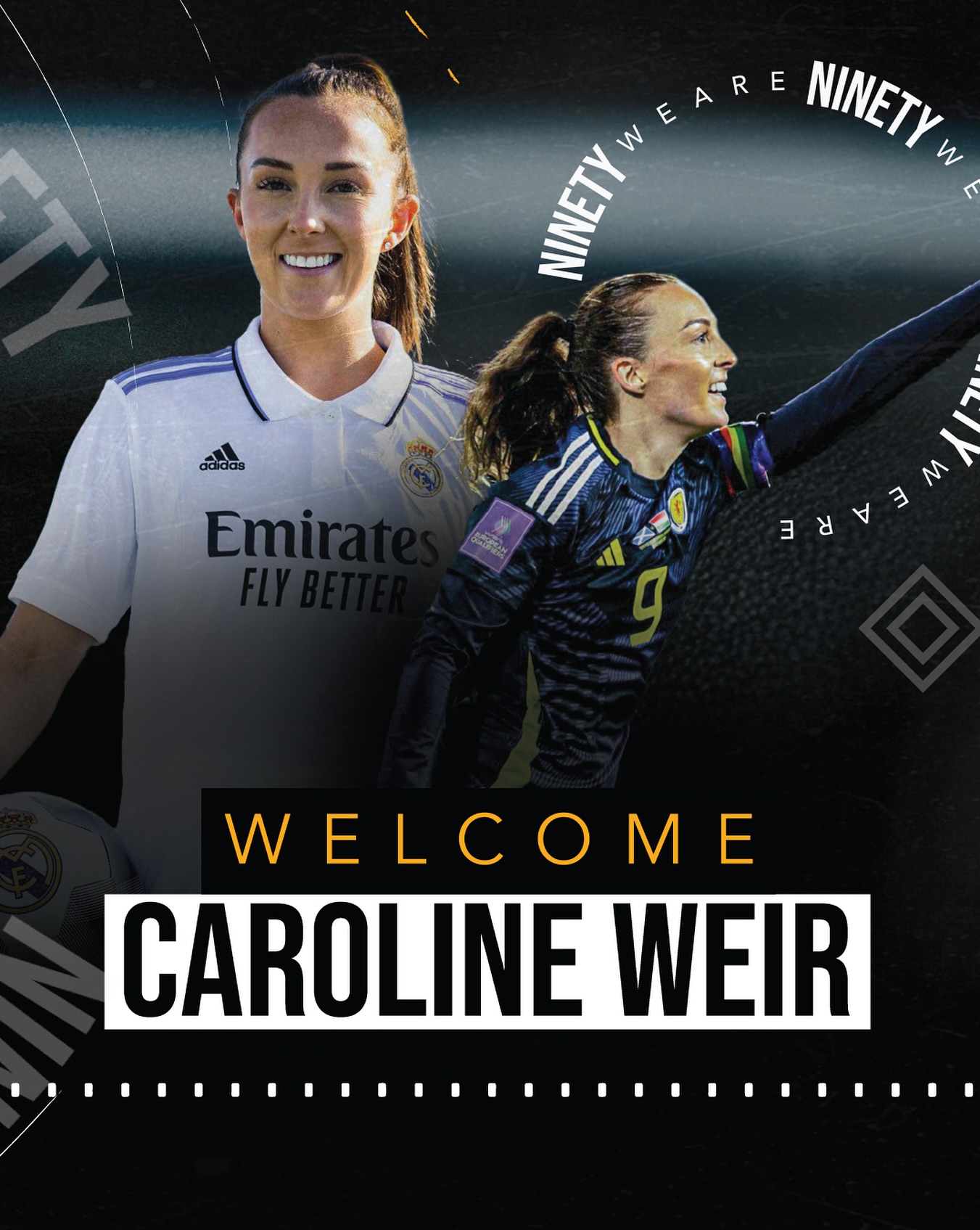 💫 Welcome, Caroline
WeAre proud to be supporting Real Madrid Femenino’s all-time top scorer and Scotland’s most decorated female footballer, Caroline Weir and her team across off-field commercial strategy, brand partnerships, marketing, and media initiatives.
Caroline is one of the most inspiring athletes in the game today and we can’t wait to help in bringing her story to life, build powerful partnerships, and connect her with fans and brands around the world.
Welcome to the family, Caroline!
athlete: @carolineweir95
club: @realmadridfem
national team: @scotlandnationalteam
agent: @jpm.emerson & @womensfootballagency
athlete marketing: @weareninety
#CarolineWeir #RealMadrid #Scotland #Weir #Athlete #AthleteMarketing