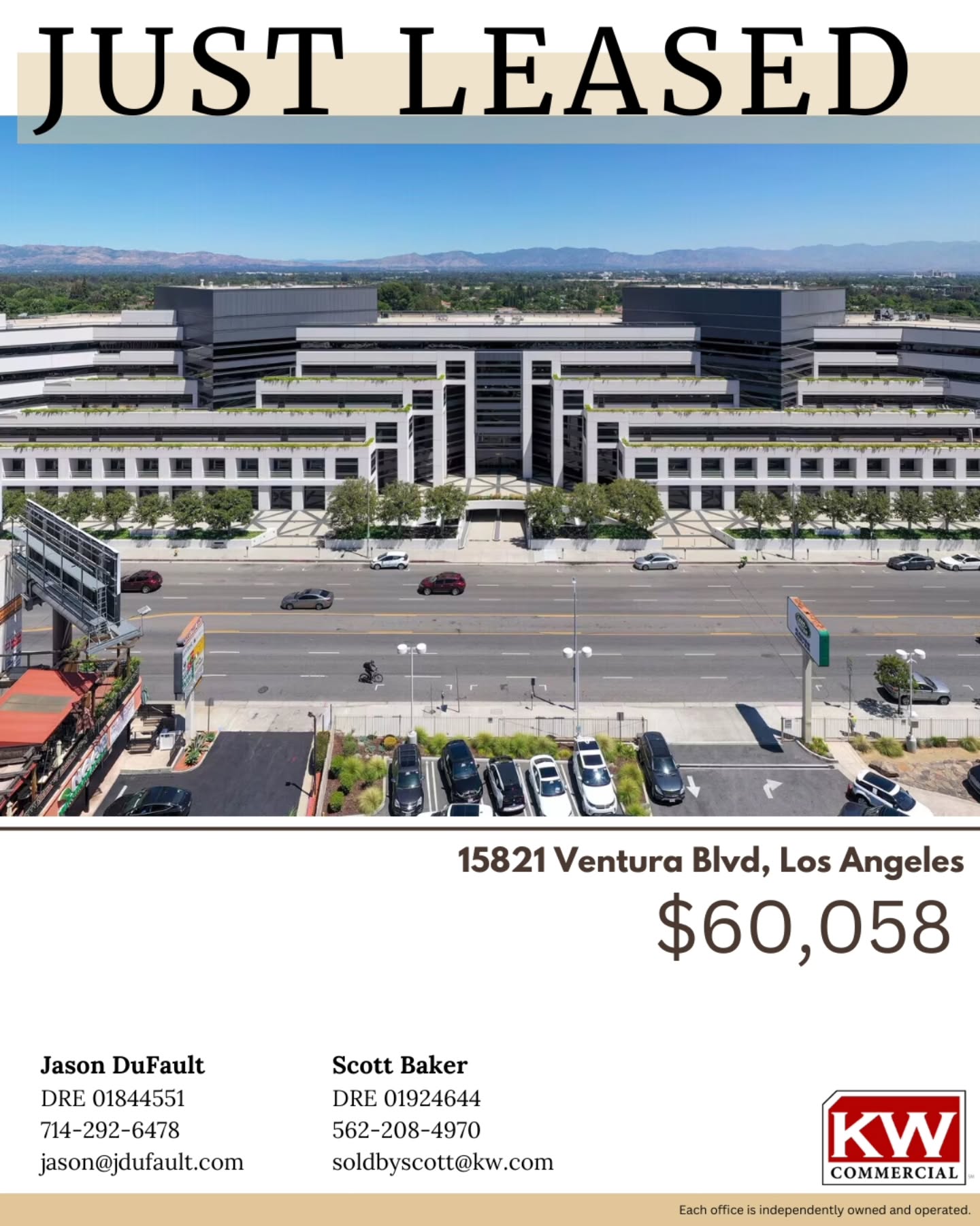 Just leased and loving these views! 🌇 Congrats to @JasonDuFaultrealestate and @ScottBakersbr. 💼✨
#kwcommercialsocal #RealEstateGoals #BusinessBooming #kwcommercial #multifamily #commercialrealestate #commercialbroker #losangelesrealestate
