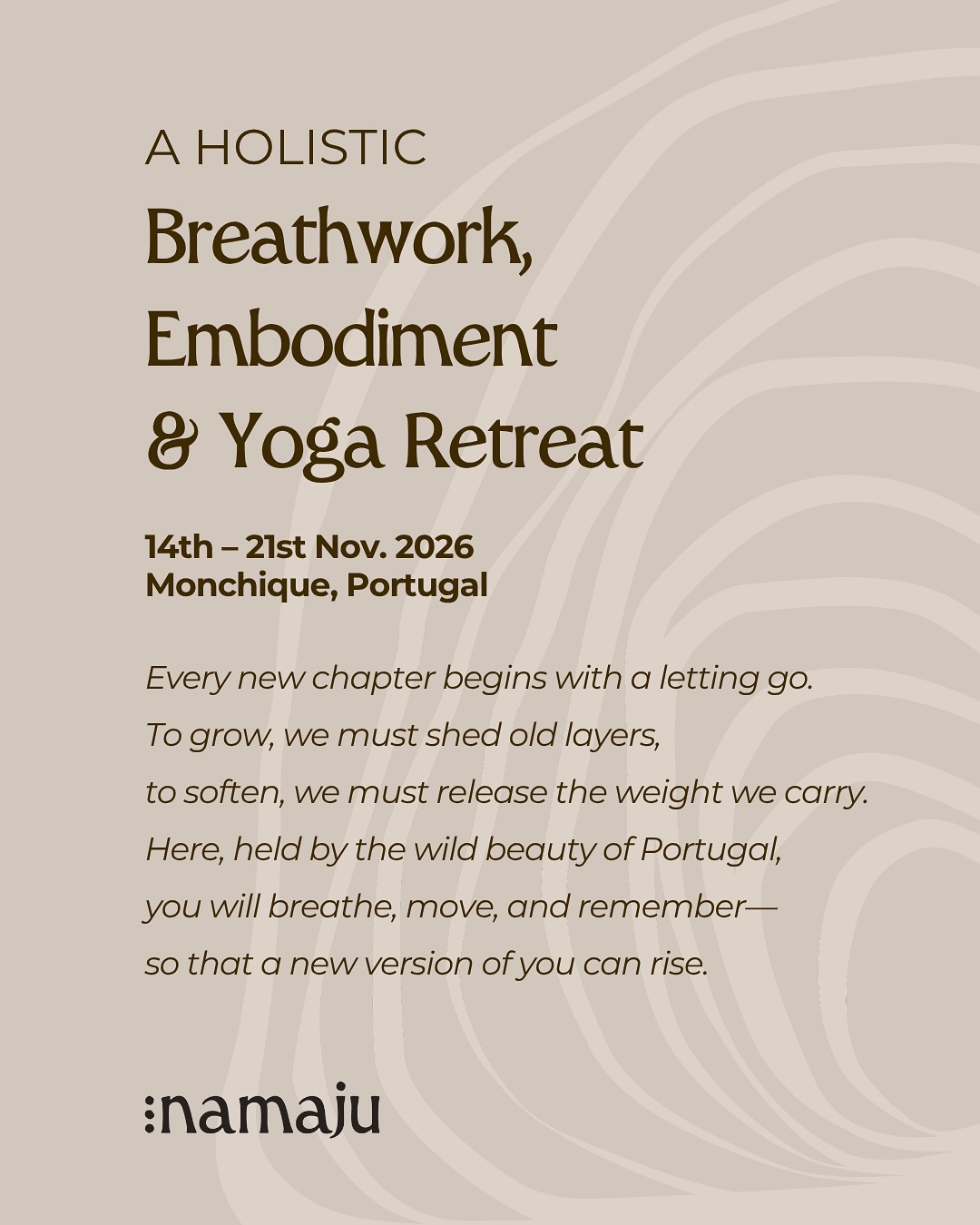 SUPER EARLY BIRD PRICE
2026 may feel far away —
but what if you already set your intention today? 🌿
What if the change you’re seeking begins with letting go?
Letting go of the old stories, the constant rush,
the version of yourself that no longer feels true.
Can you give yourself the gift of time —
time to listen,
to breathe deeply,
to meet yourself on all levels?
In the magical Portuguese mountains,
at the enchanting Bhodi Bhavan,
I invite you into a cocoon for your metamorphosis.
Here, through breathwork, embodiment, yoga, and nourishing rituals,
you will release old layers,
awaken your senses,
and step into the woman you are becoming.
This retreat is not just a pause from daily life.
It is a journey back to your essence.
A safe space for healing, reflection, and true transformation.
And when you return home,
you’ll carry with you not only deep insights,
but also a collection of practices to support your everyday life —
so the transformation you begin here continues to unfold.
💫 Are you ready to open your heart,
to reconnect with nature and your inner self,
and to rise into a new version of you?
Reserve your place now — link in bio.
#Yogaretreat #breathworkhealing #wellnessretreat #selflovejourney #holistichealing #mindbodyspirit #spiritualawakening #retreatyourself #portugalretreat #portugalretreat2026 #breathworkretreat