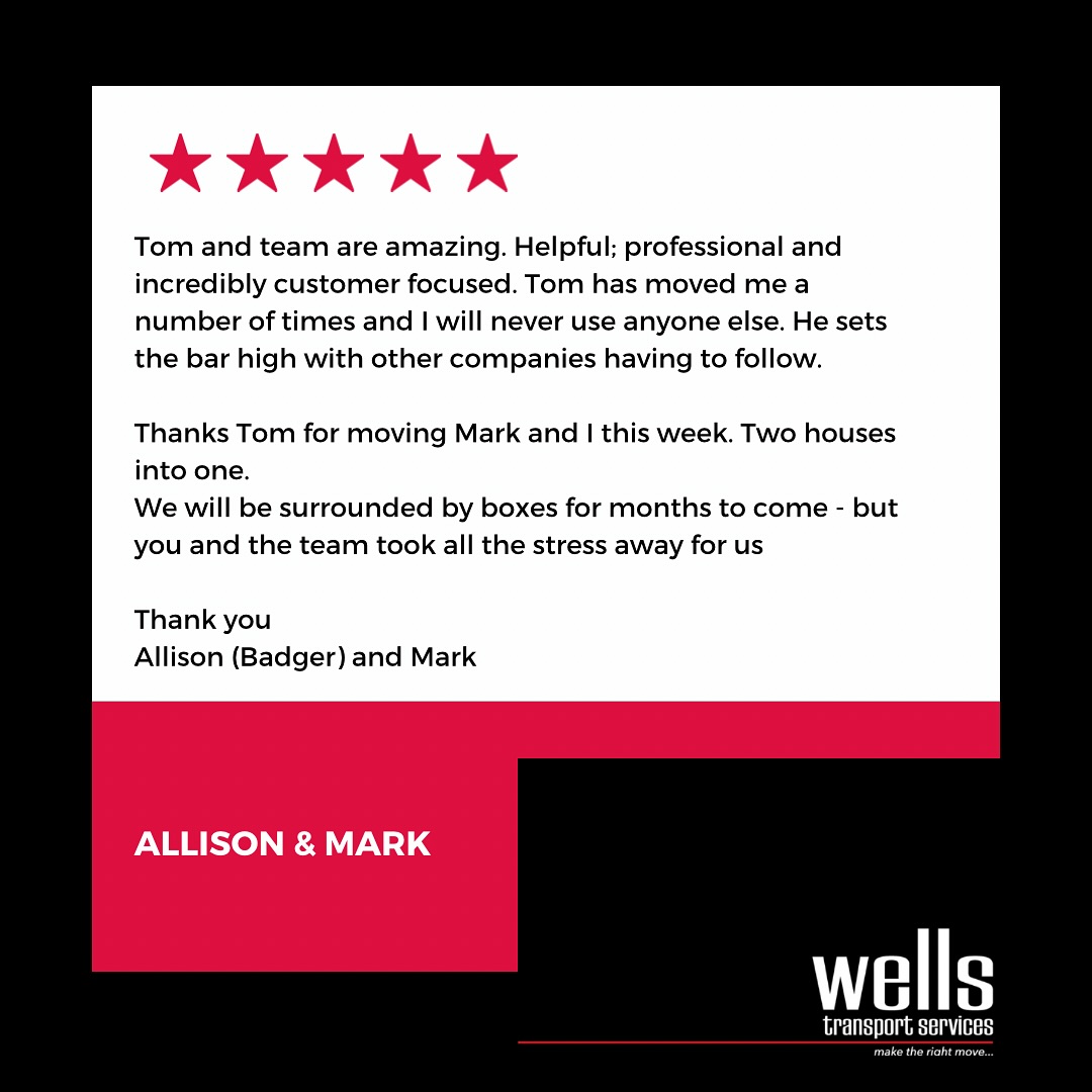 Best wishes to Allison, Mark & family after we moved them to their lovely new home this week. Also…… thank you for the glowing review guys! :-) 💪🏻🚛