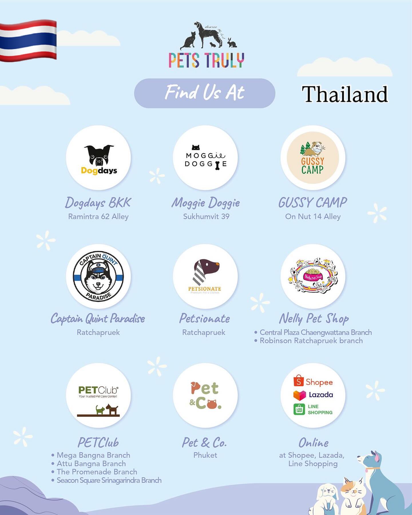 Hello, friends from Thailand! ๐น๐ญ Weโre so excited to finally be closer to you. You can now find Pets Truly at these amazing retailers right here in Thailand!
With Love,
Pets Truly